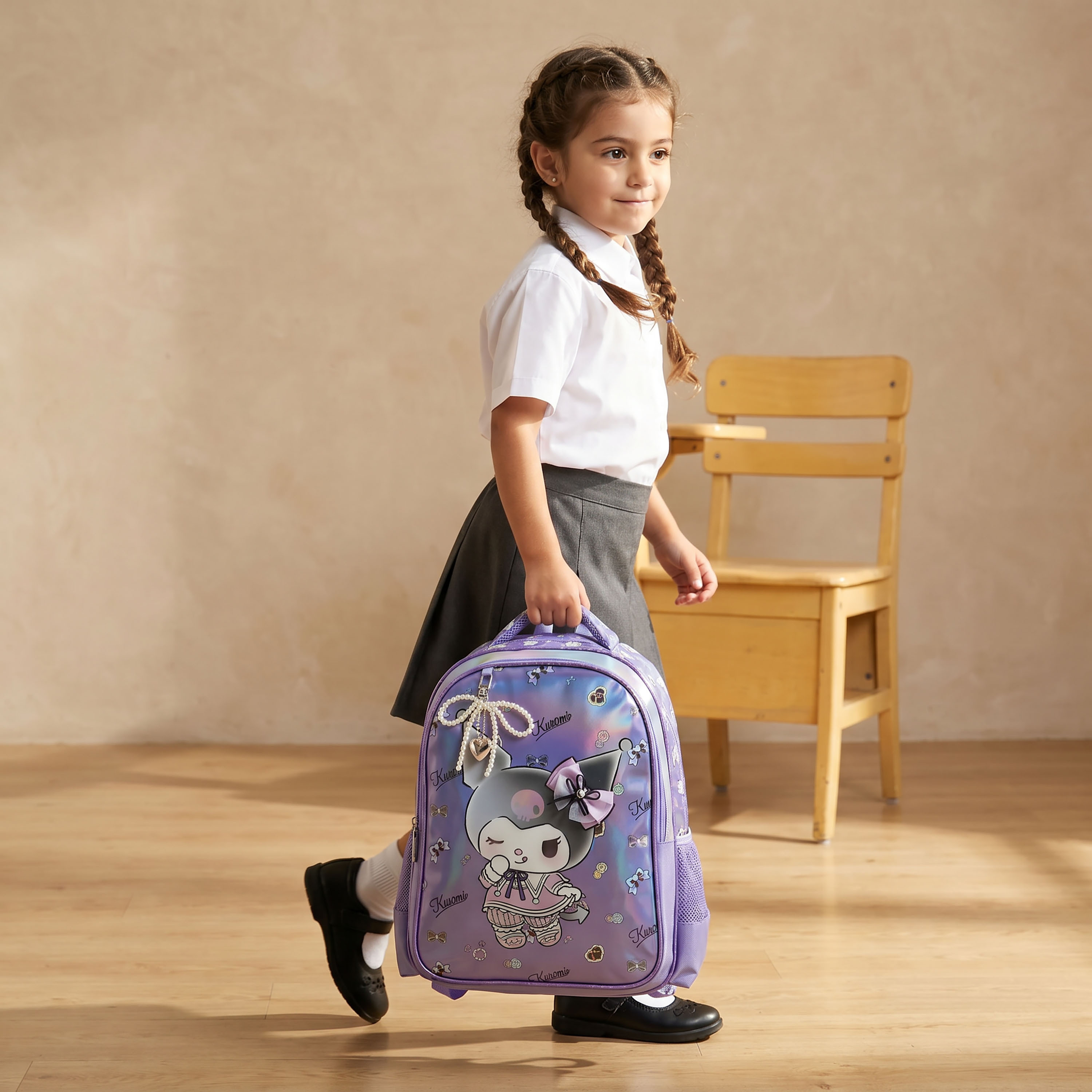 Sanrio Kuromi Print Backpack for Girls 5-8 Years with Laptop Compartment - 16 inches-school-bagsandbackpacks-backpacks-image-3