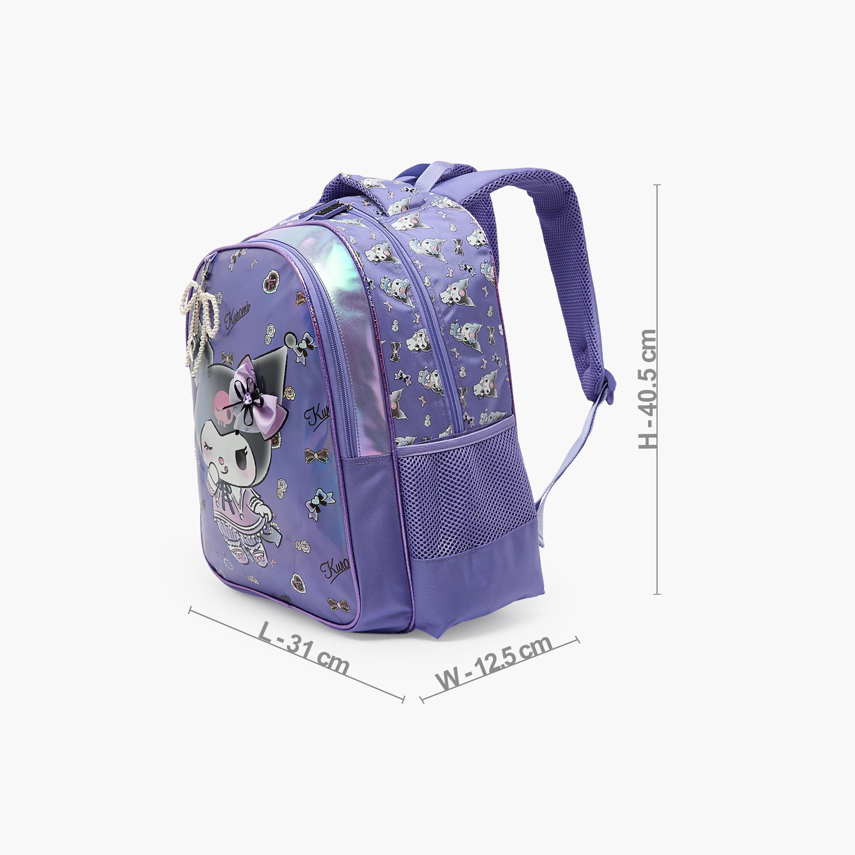 شنطة ظهر بطبعات كورومي للبنات 5-8 سنوات وقسم لابتوب من سانريو - 16 بوصة-school-bagsandbackpacks-backpacks-image-7