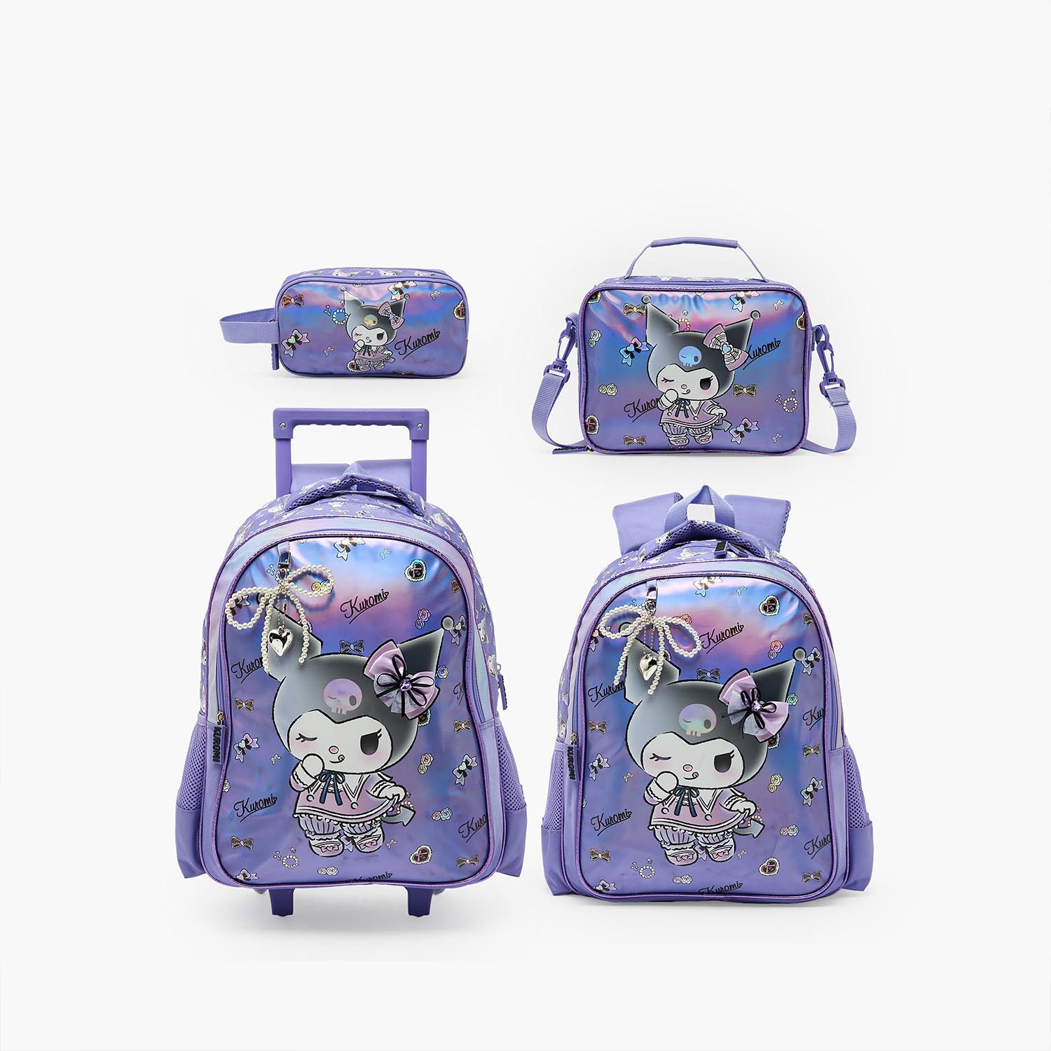 Sanrio Kuromi Print Trolley Bag for Girls 5-8 Years with Durable Wheels - 16 inches-school-bagsandbackpacks-trolleybags-image-13