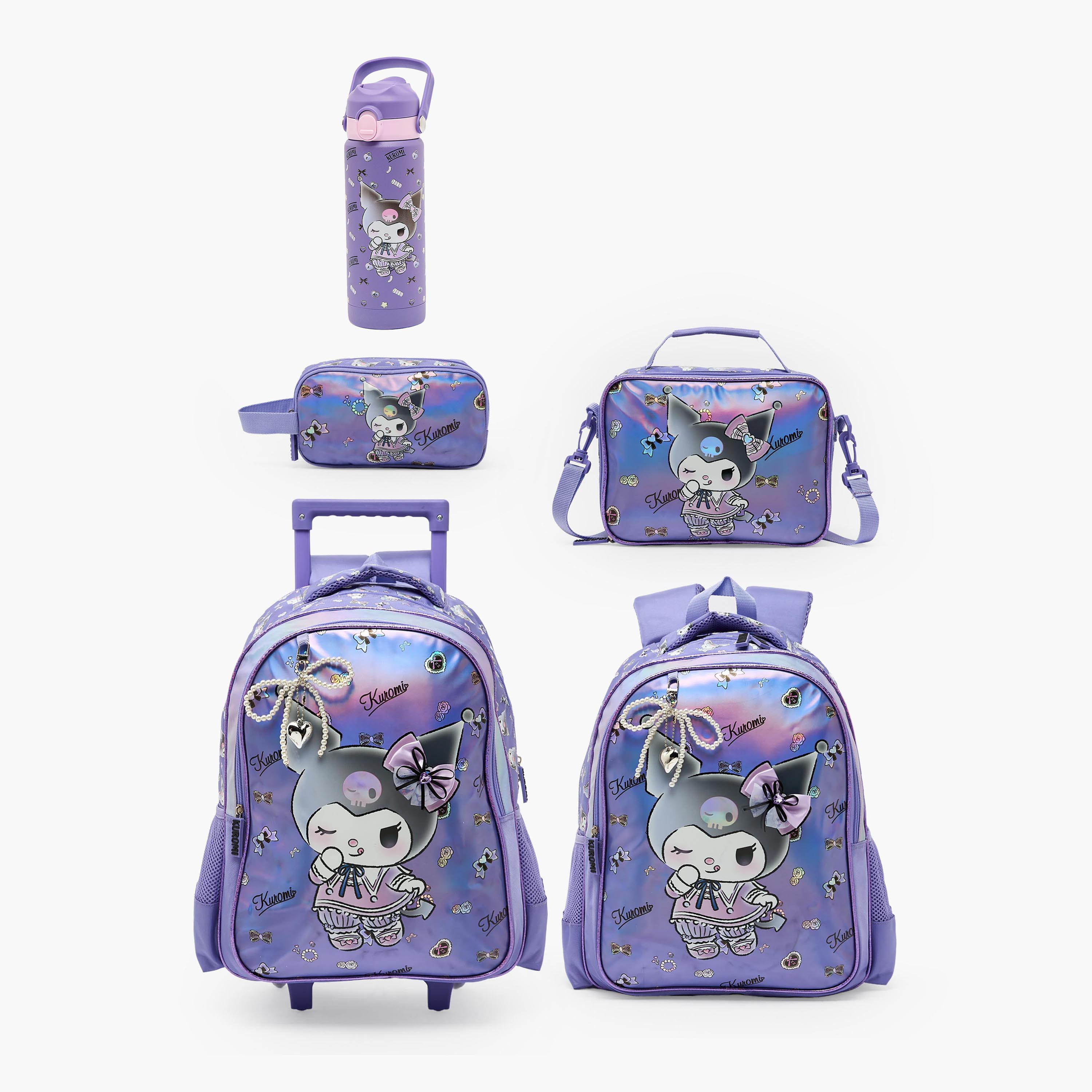 Sanrio Kuromi Print Trolley Bag for Girls 5-8 Years with Durable Wheels - 16 inches-school-bagsandbackpacks-trolleybags-image-14
