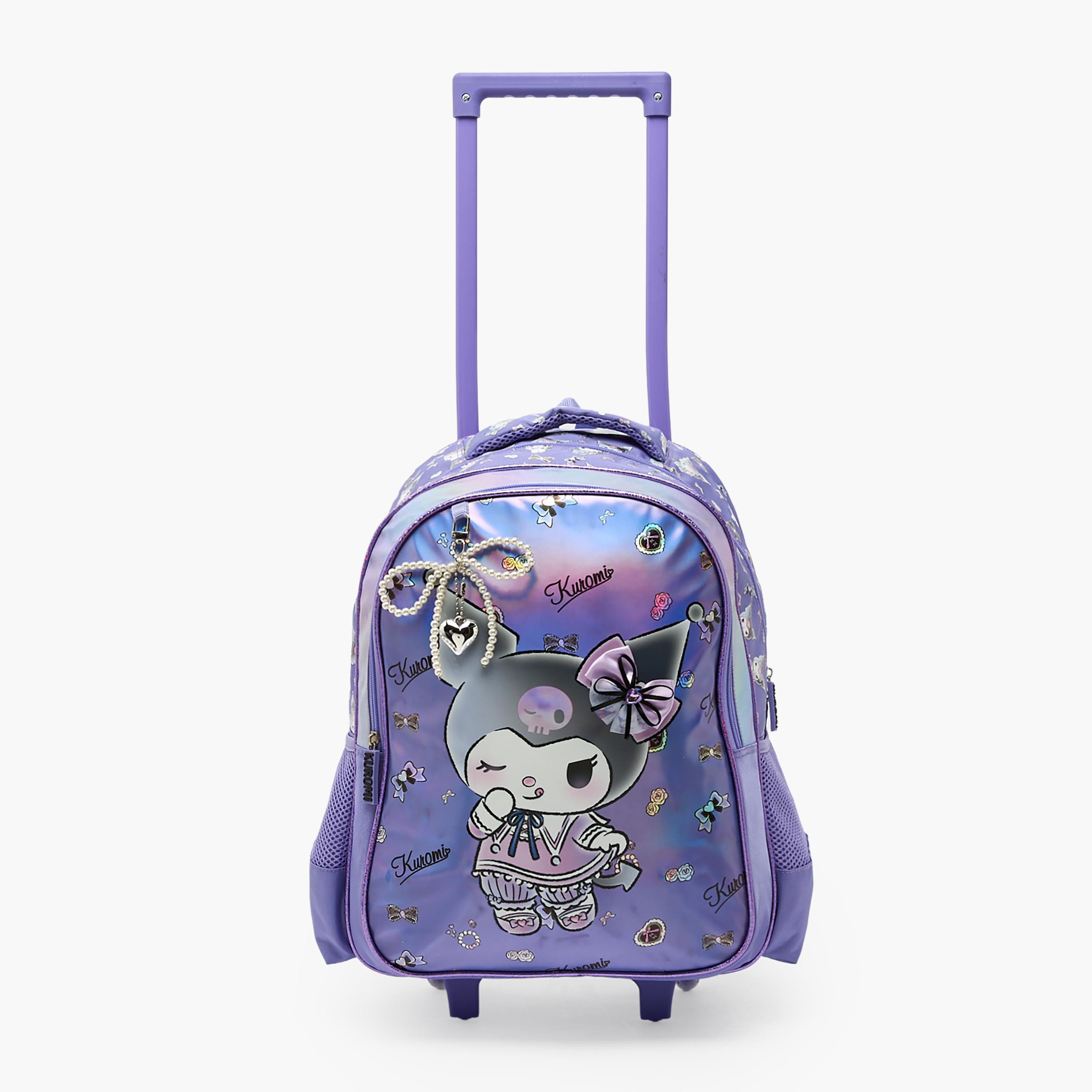 Sanrio Kuromi Print Trolley Bag for Girls 5-8 Years with Durable Wheels - 16 inches-school-bagsandbackpacks-trolleybags-image-3