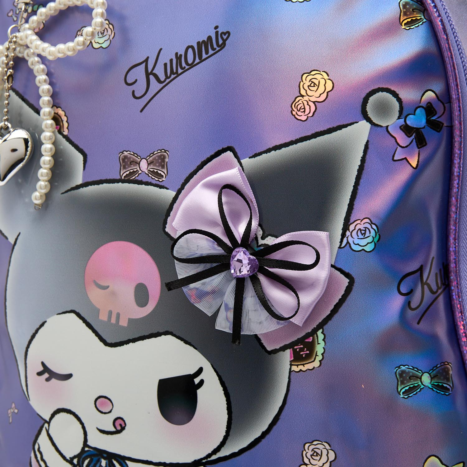 Sanrio Kuromi Print Trolley Bag for Girls 5-8 Years with Durable Wheels - 16 inches-school-bagsandbackpacks-trolleybags-image-6