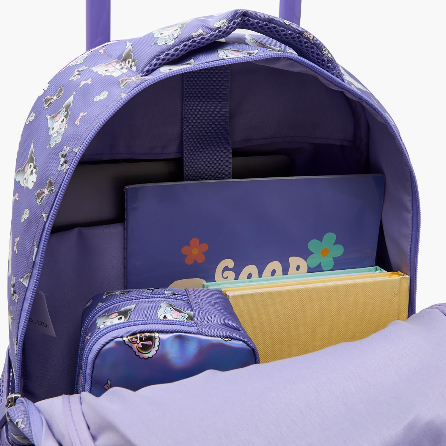 Sanrio Kuromi Print Trolley Bag for Girls 5-8 Years with Durable Wheels - 16 inches-school-bagsandbackpacks-trolleybags-image-7