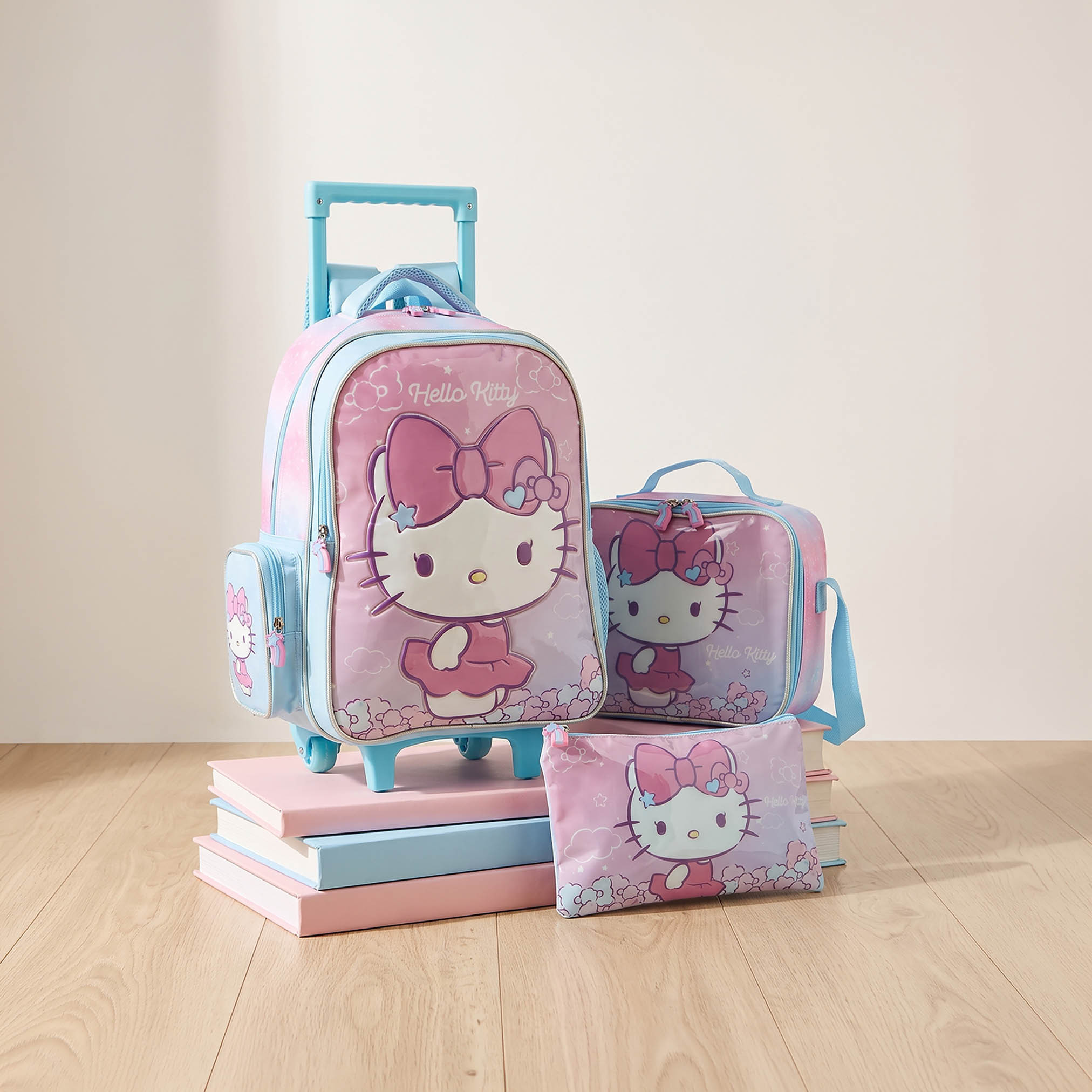 طقم شنطة ترولي مدرسية هالو كيتي 3 قطع للبنات 5-8 سنوات مع شنطة غداء من سانريو - 16 بوصة-school-bagsandbackpacks-trolleybags-image-4