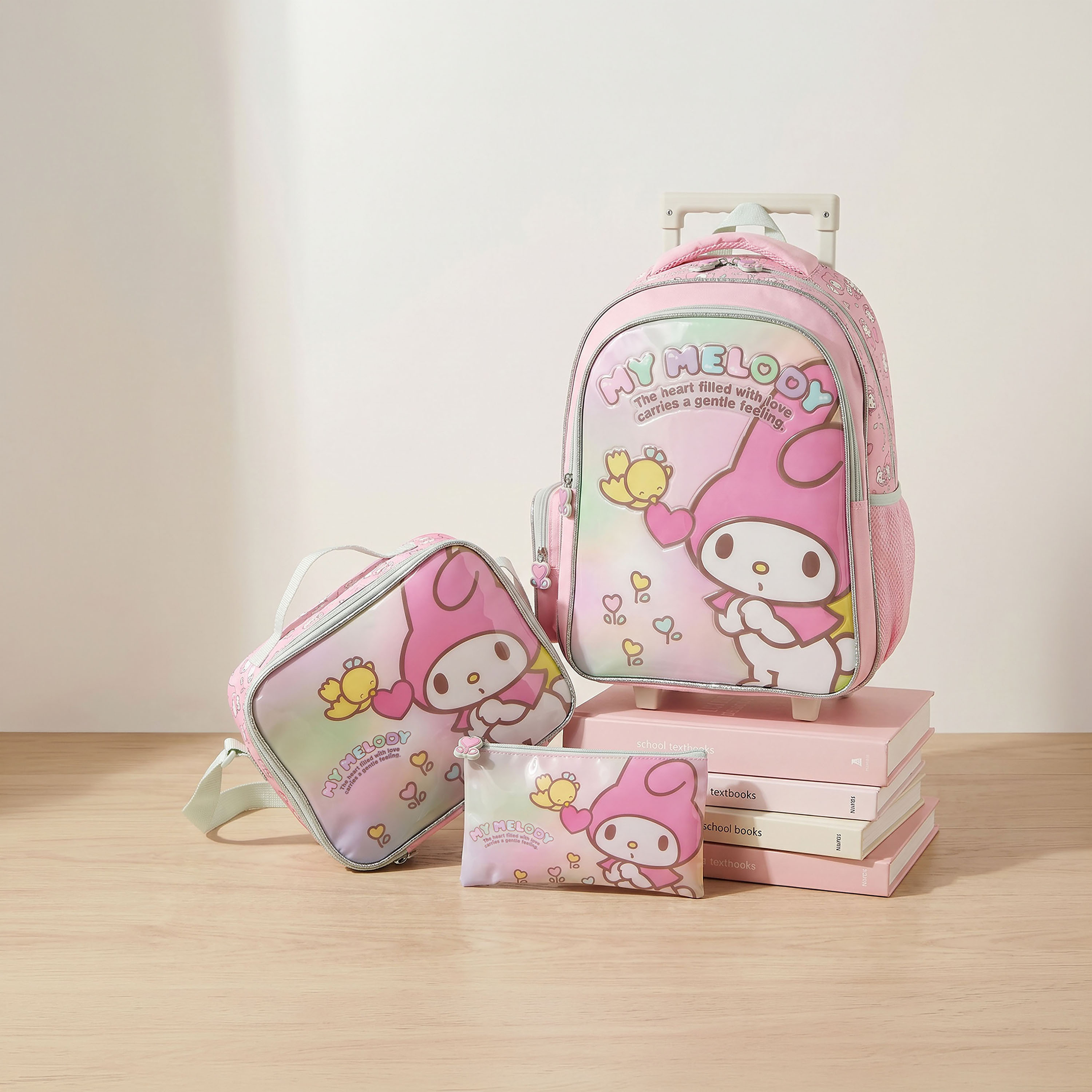 طقم شنطة ترولي بطبعة ماي ميلودي من 5-8 سنة مع شنطة غذاء للبنات - 3 قطع - 16 بوصة-school-bagsandbackpacks-trolleybags-image-1