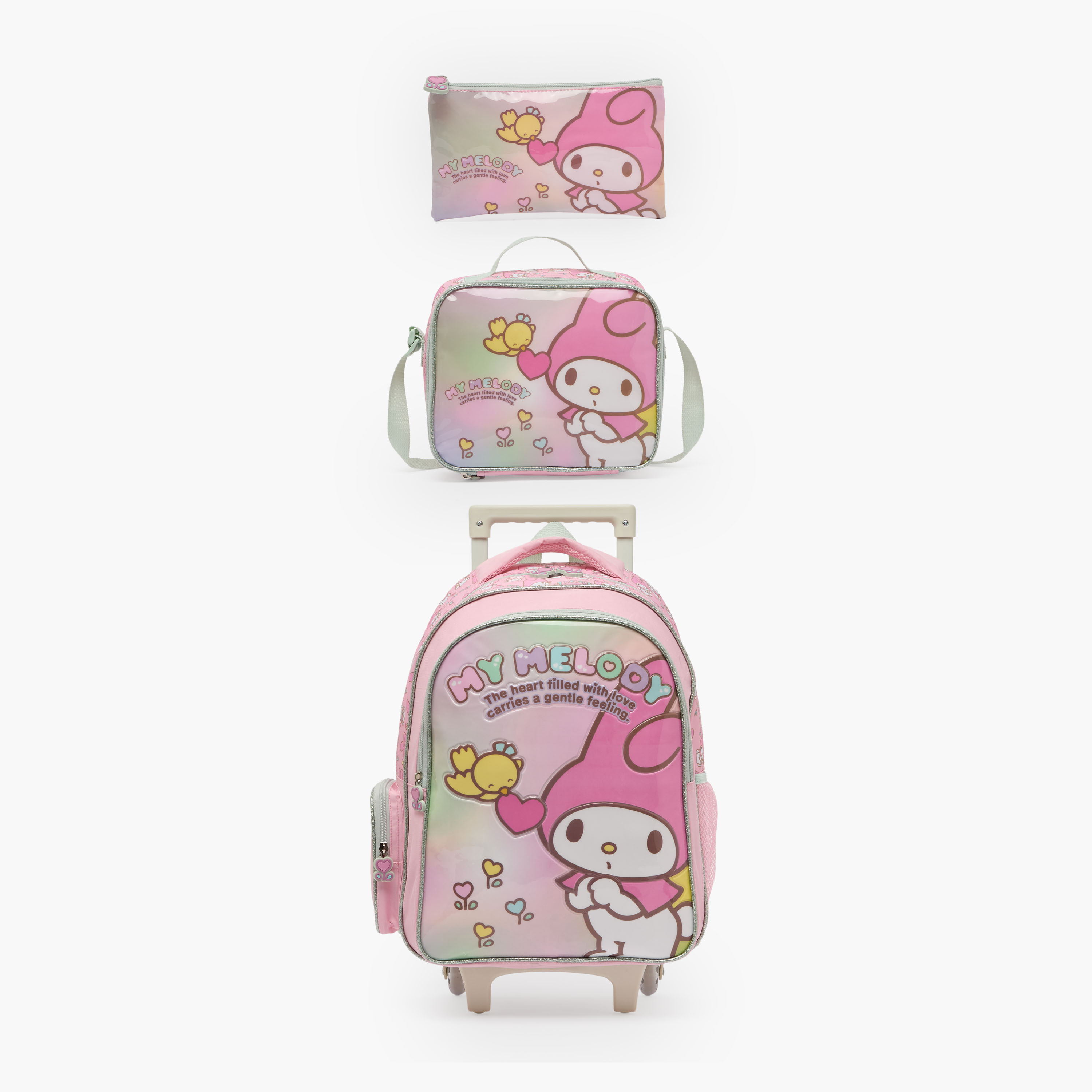 طقم شنطة ترولي بطبعة ماي ميلودي من 5-8 سنة مع شنطة غذاء للبنات - 3 قطع - 16 بوصة-school-bagsandbackpacks-trolleybags-image-2