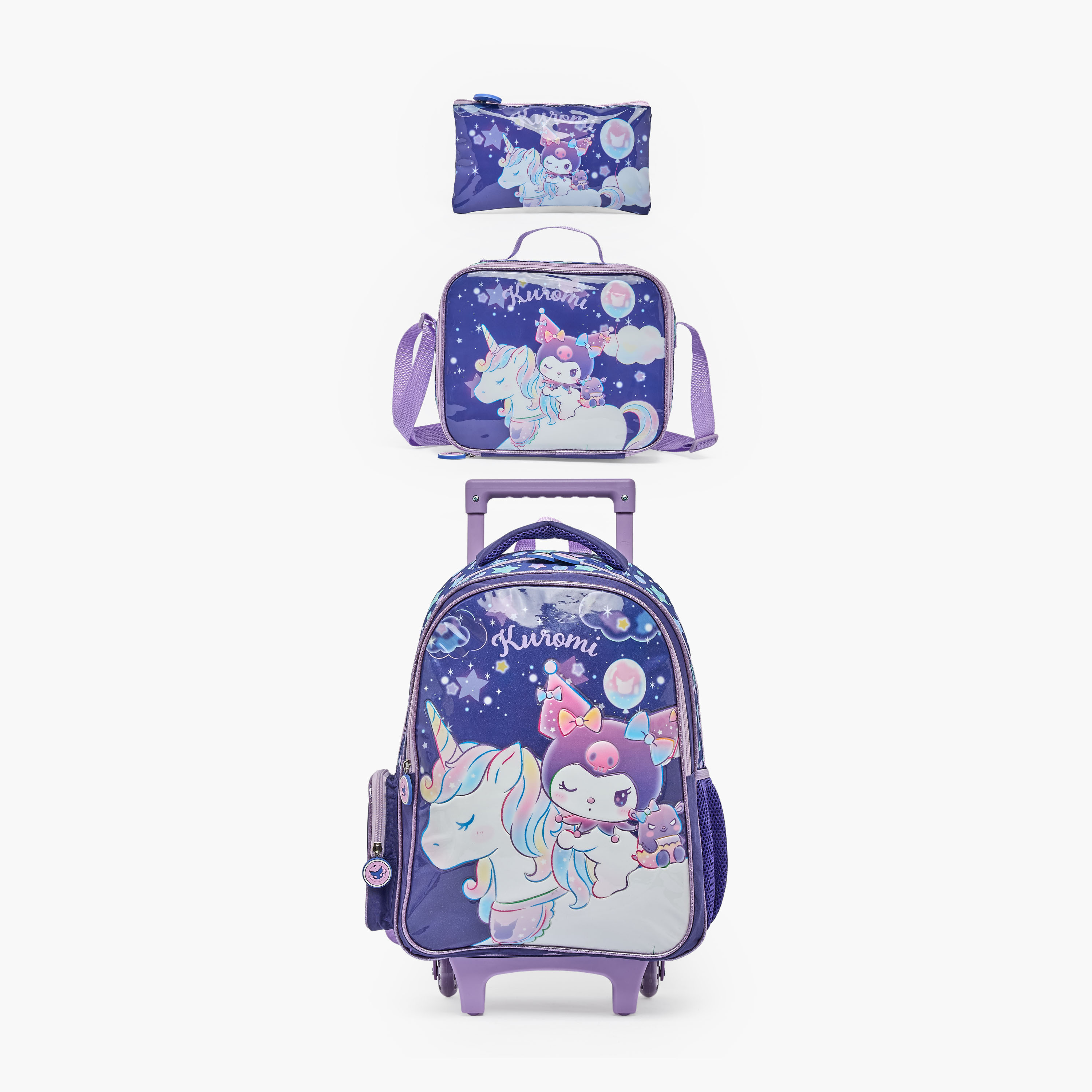 طقم شنطة ترولي مدرسية 3 قطع للبنات 5-8 سنوات مع شنطة غداء من كورومي - 16 بوصة-school-bagsandbackpacks-trolleybags-image-2