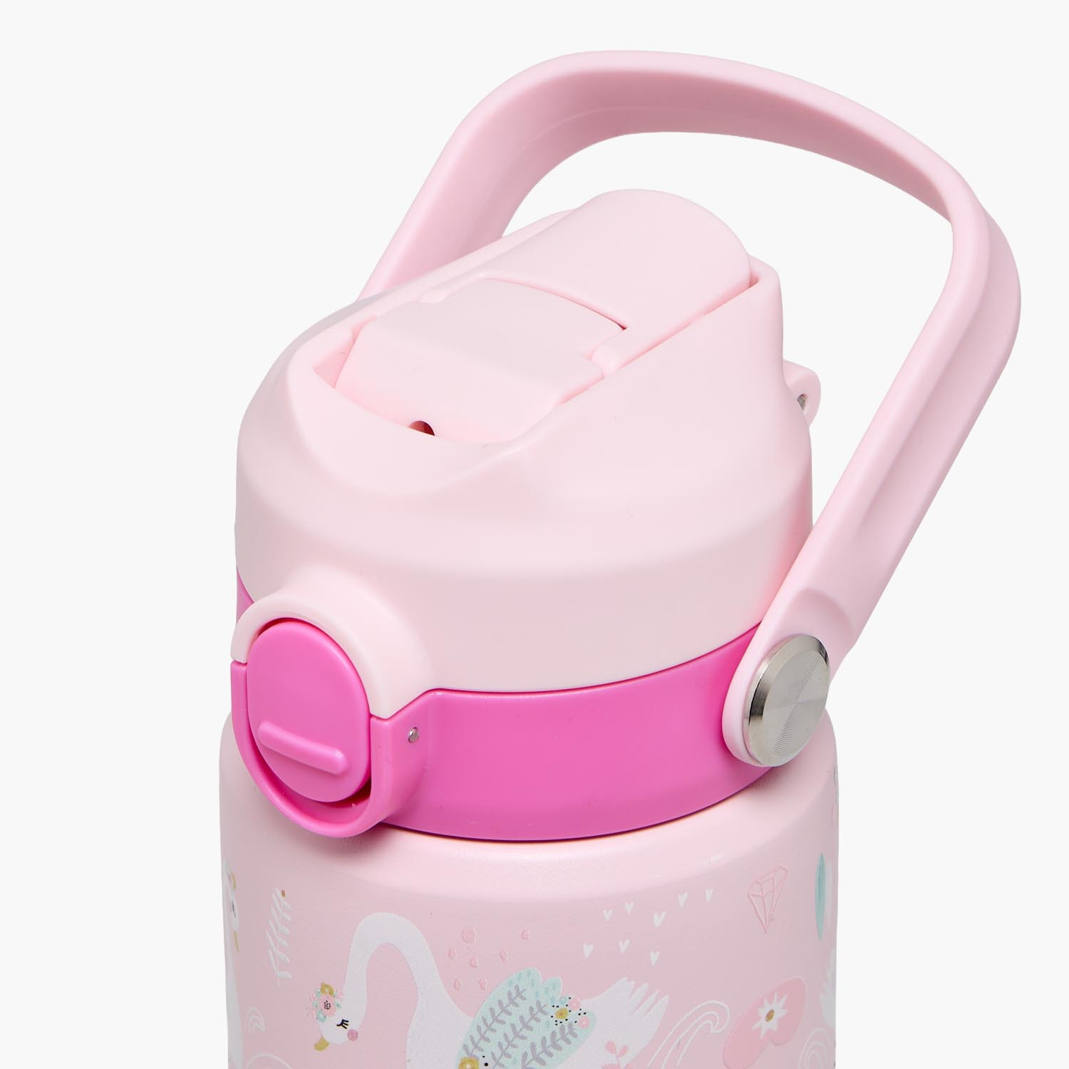 Juniors Swan Print Stainless Steel Water Bottle with Spout and Straw-school-waterbottles-image-5