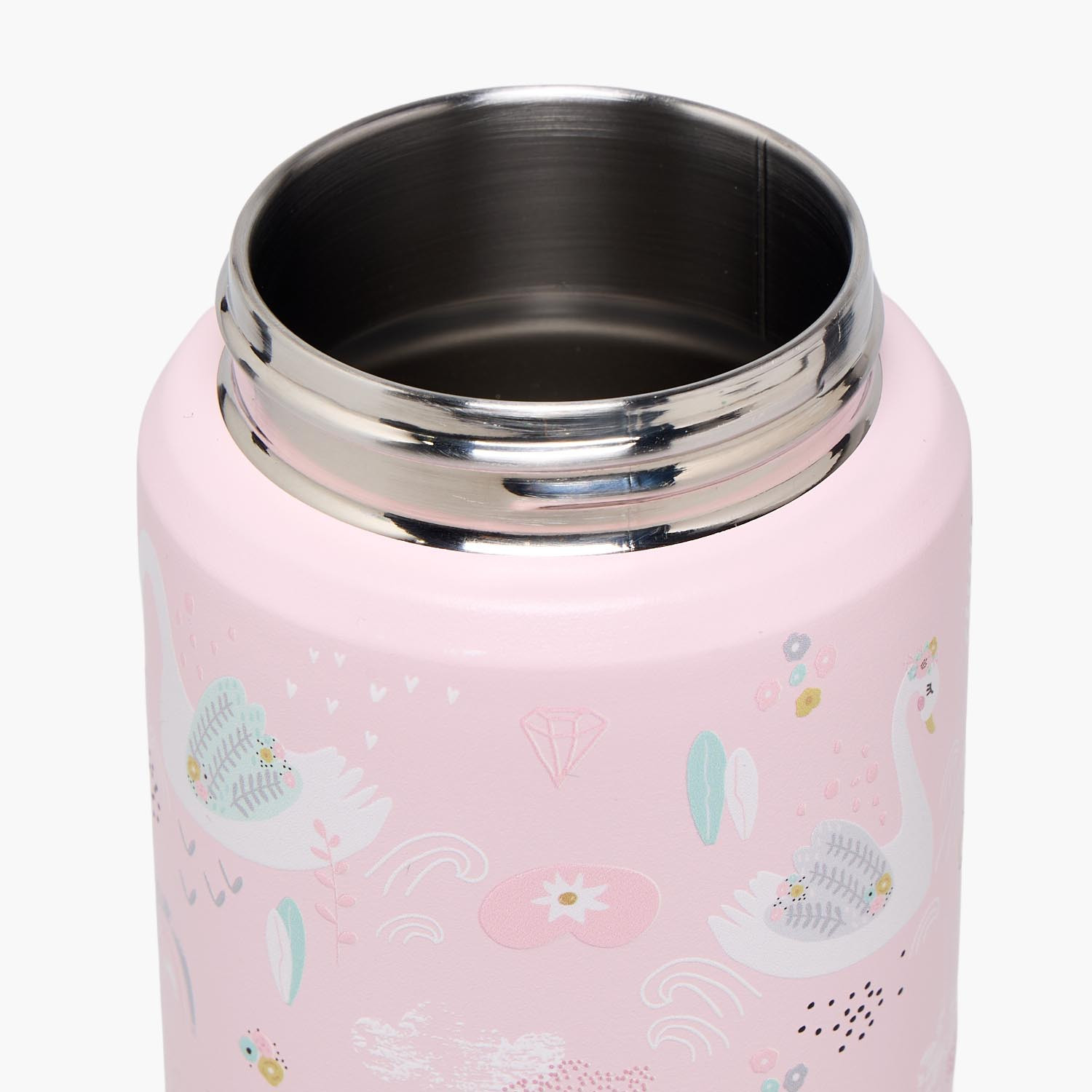 Juniors Swan Print Stainless Steel Water Bottle with Spout and Straw-school-waterbottles-image-6