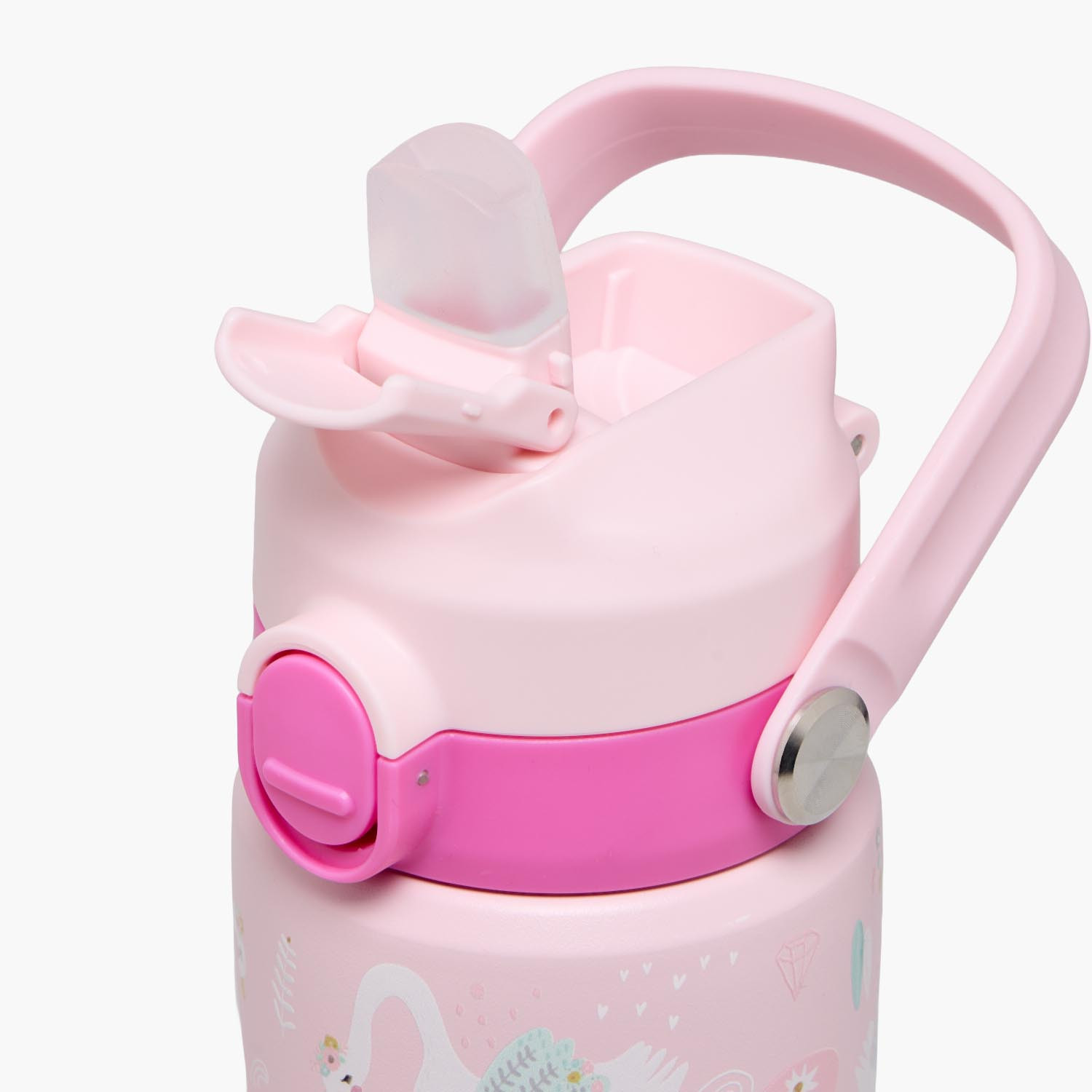 Juniors Swan Print Stainless Steel Water Bottle with Spout and Straw-school-waterbottles-image-7