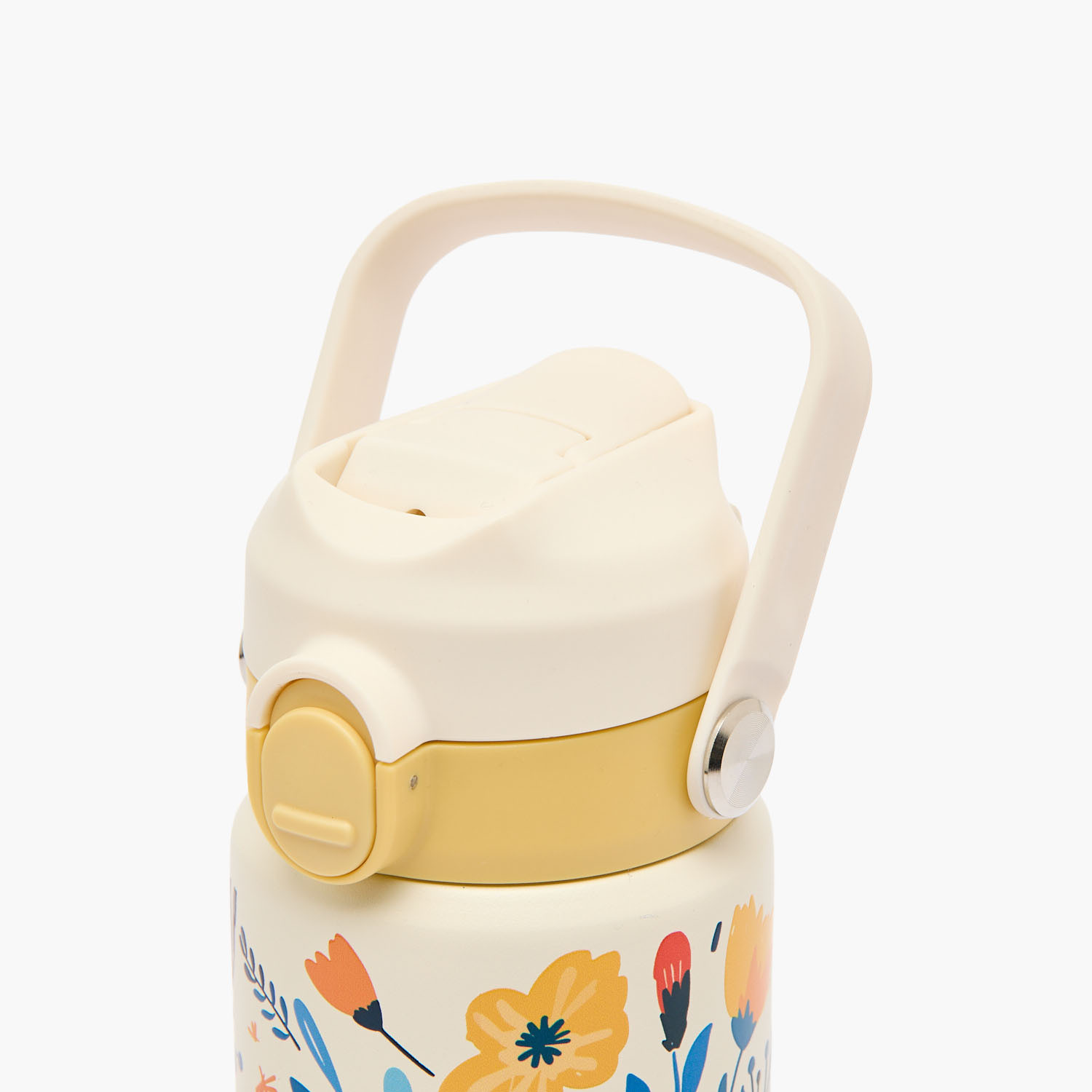 Juniors Floral Print Stainless Steel Water Bottle with Spout and Straw-school-waterbottles-image-5