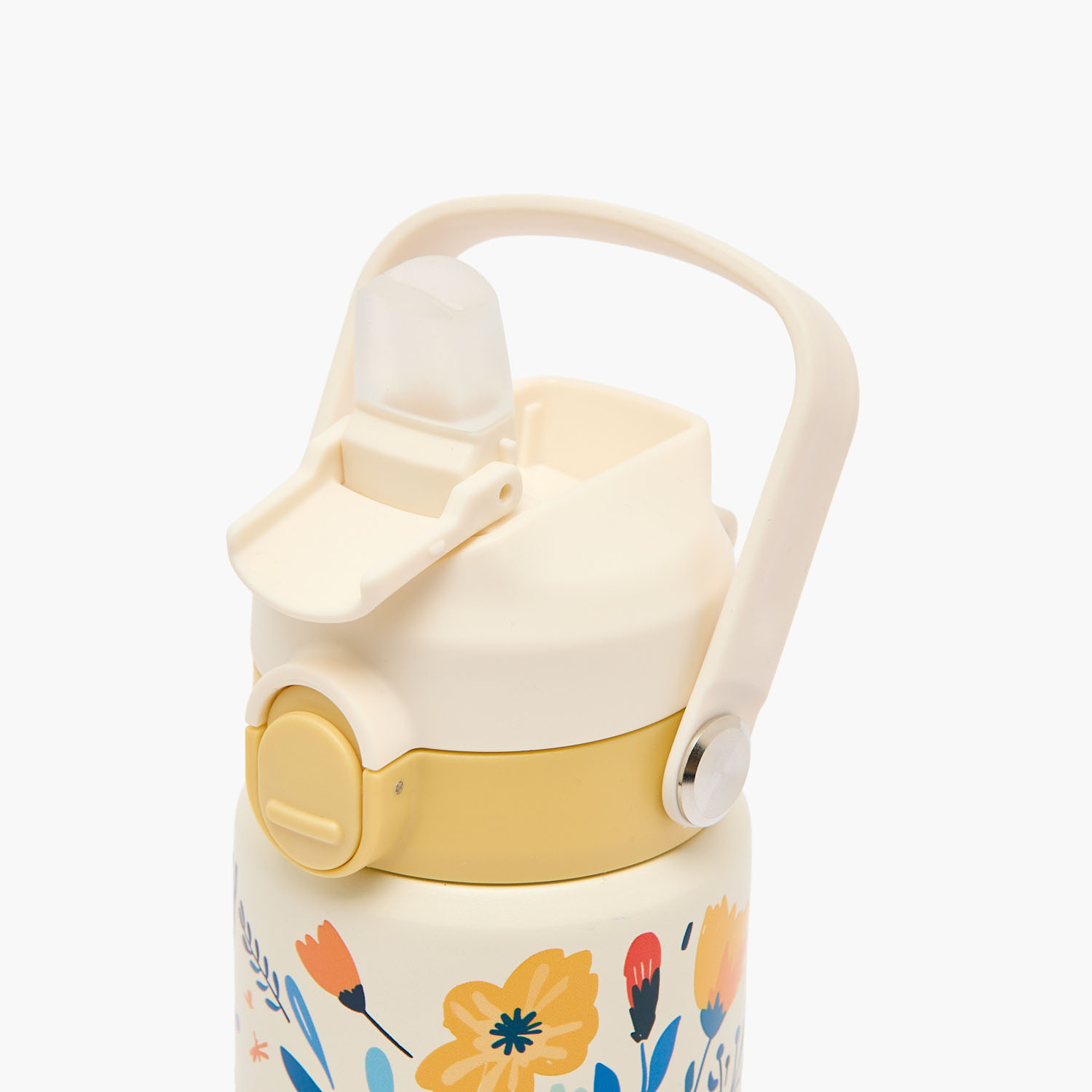 Juniors Floral Print Stainless Steel Water Bottle with Spout and Straw-school-waterbottles-image-6