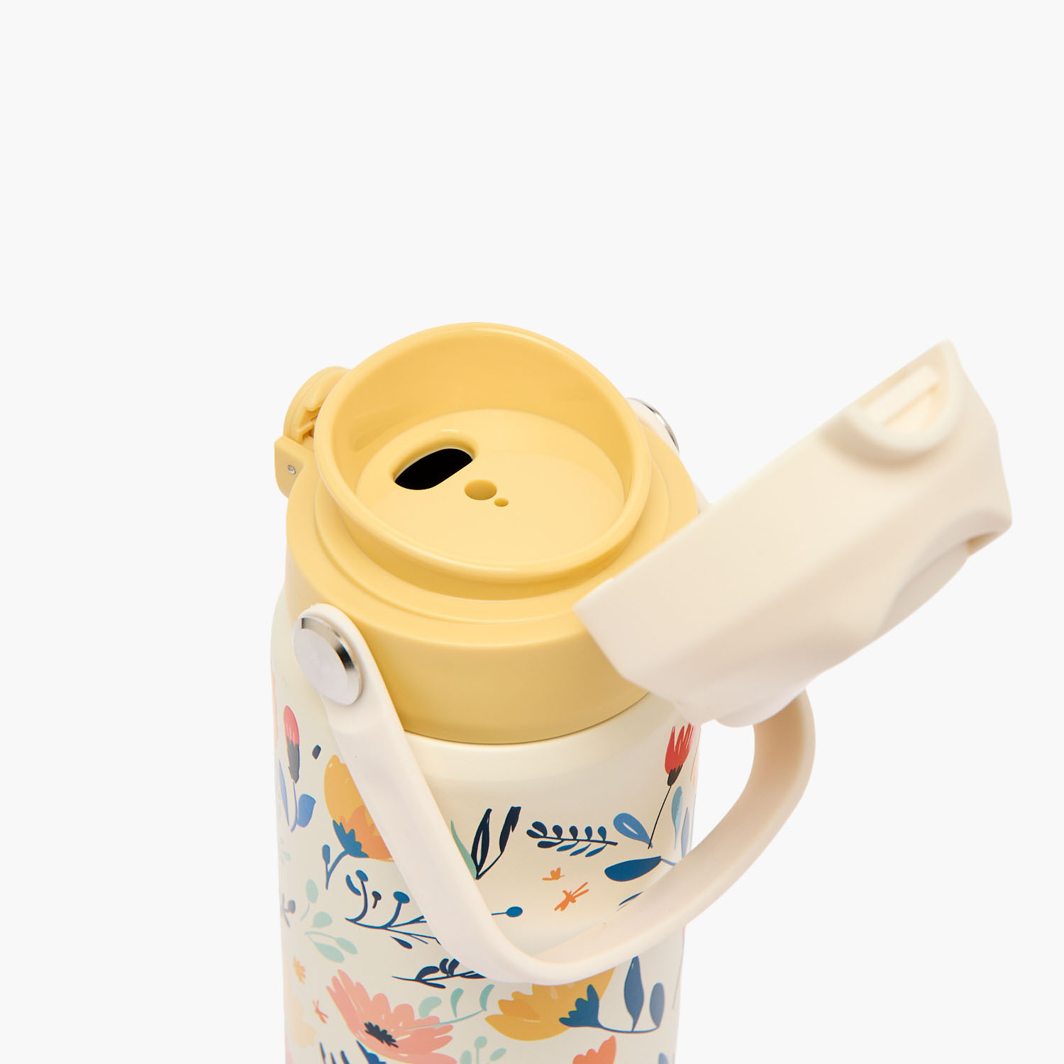 Juniors Floral Print Stainless Steel Water Bottle with Spout and Straw-school-waterbottles-image-7