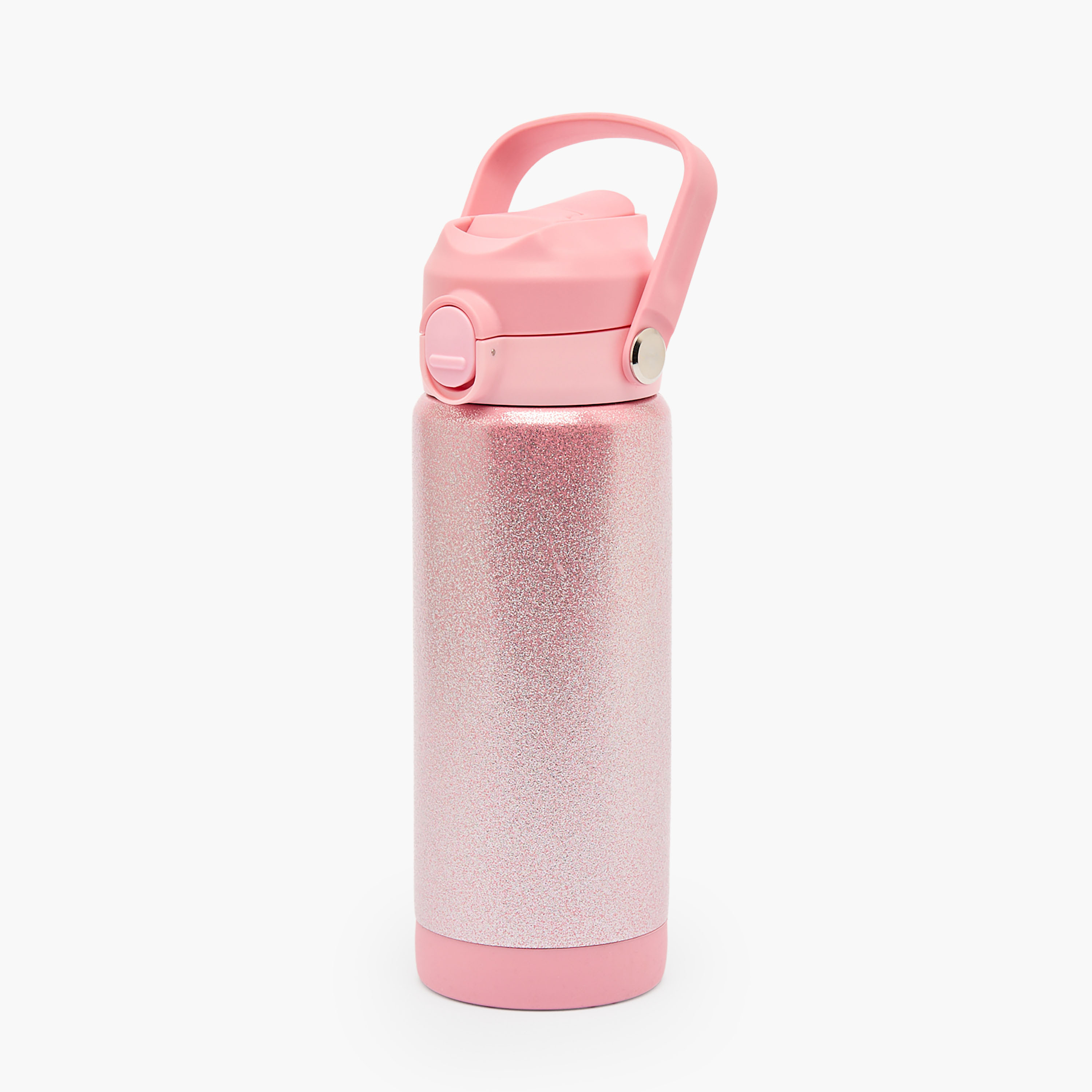 Juniors Glitter Embellished Stainless Steel Water Bottle with Spout and Straw-school-waterbottles-image-1