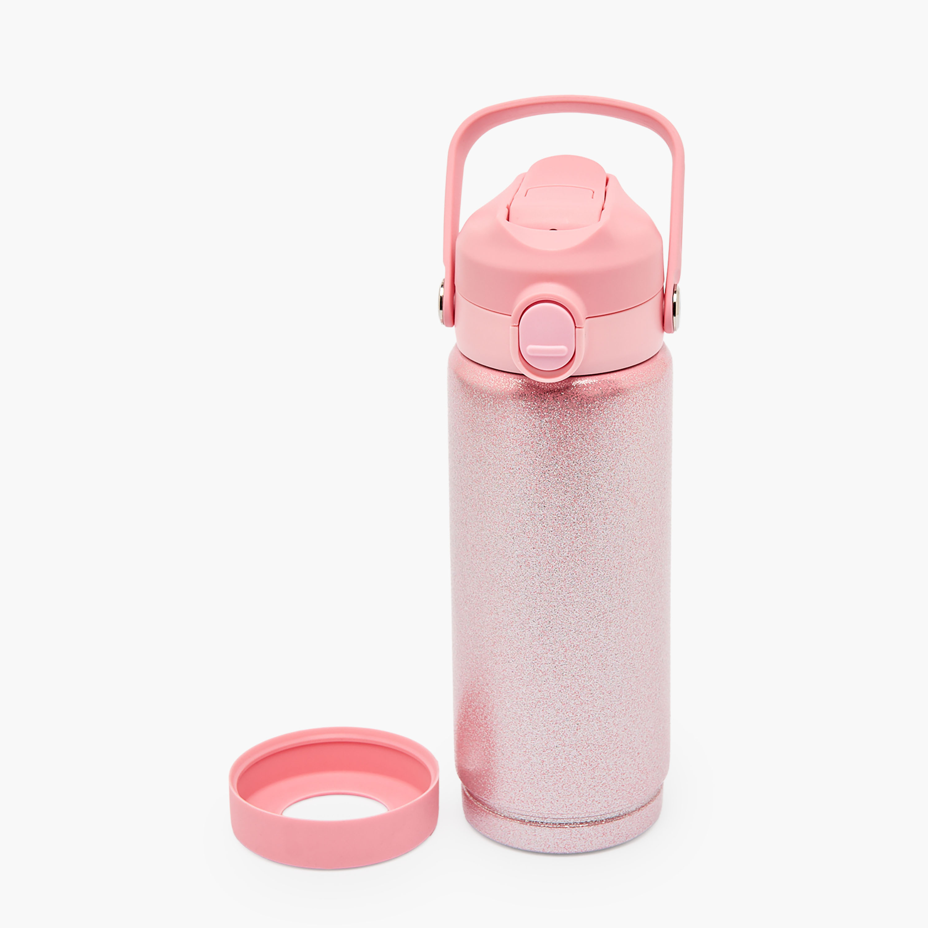 Juniors Glitter Embellished Stainless Steel Water Bottle with Spout and Straw-school-waterbottles-image-3