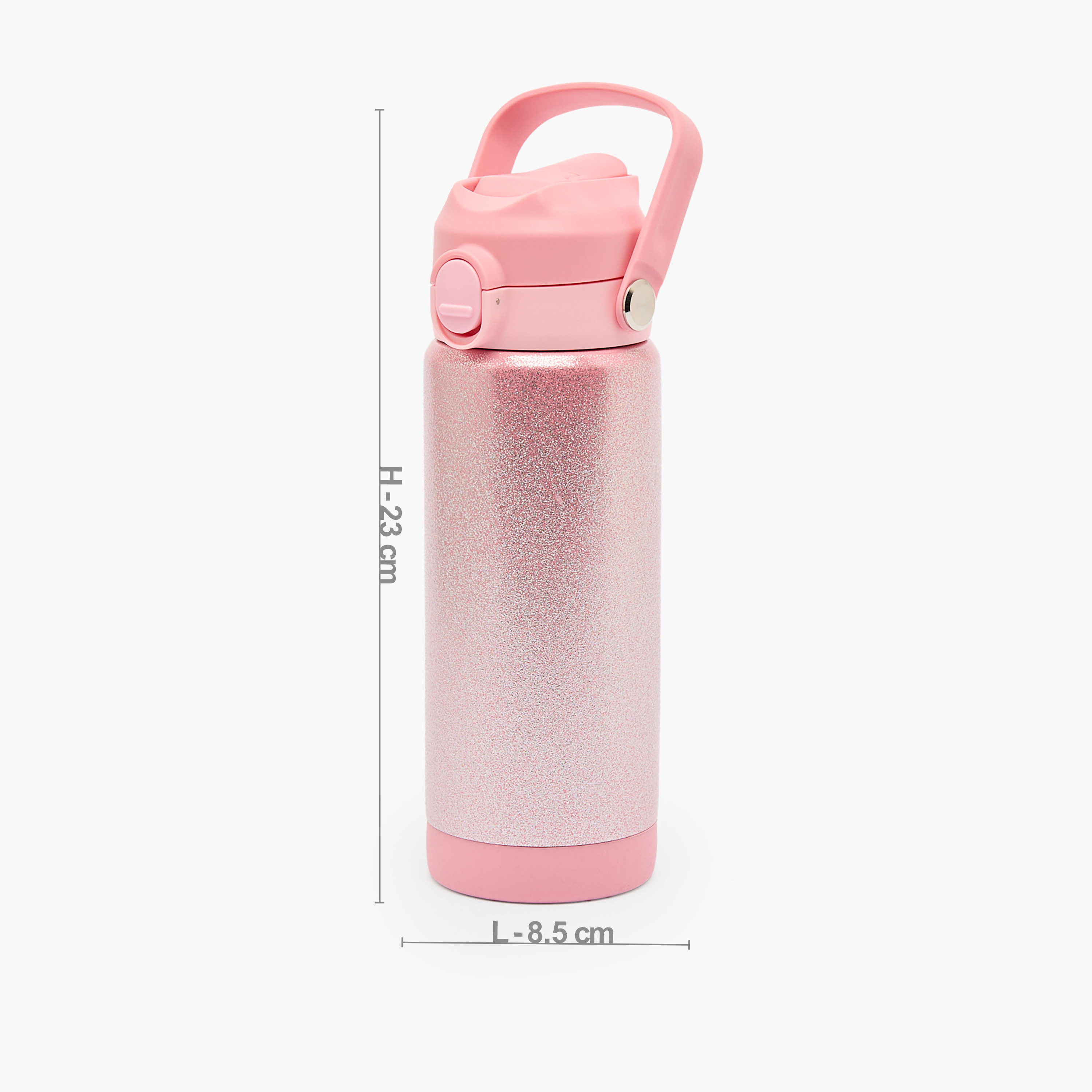 Juniors Glitter Embellished Stainless Steel Water Bottle with Spout and Straw-school-waterbottles-image-4