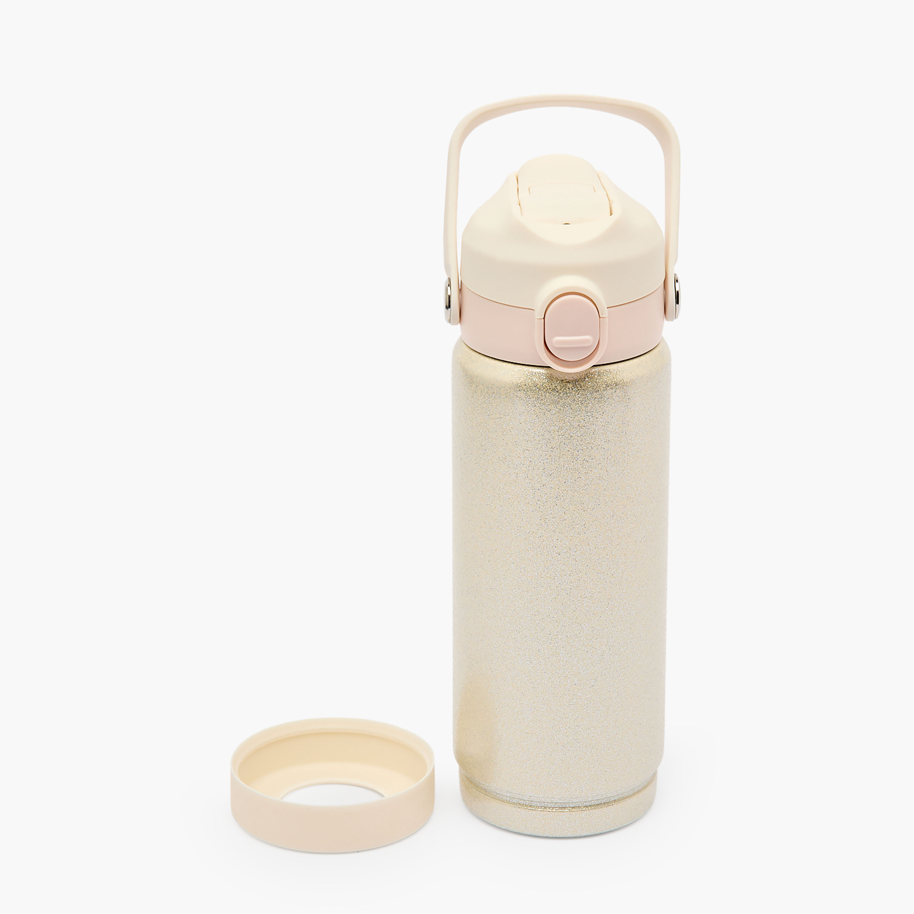 Juniors Glitter Embellished Stainless Steel Water Bottle with Spout and Straw-school-waterbottles-image-3