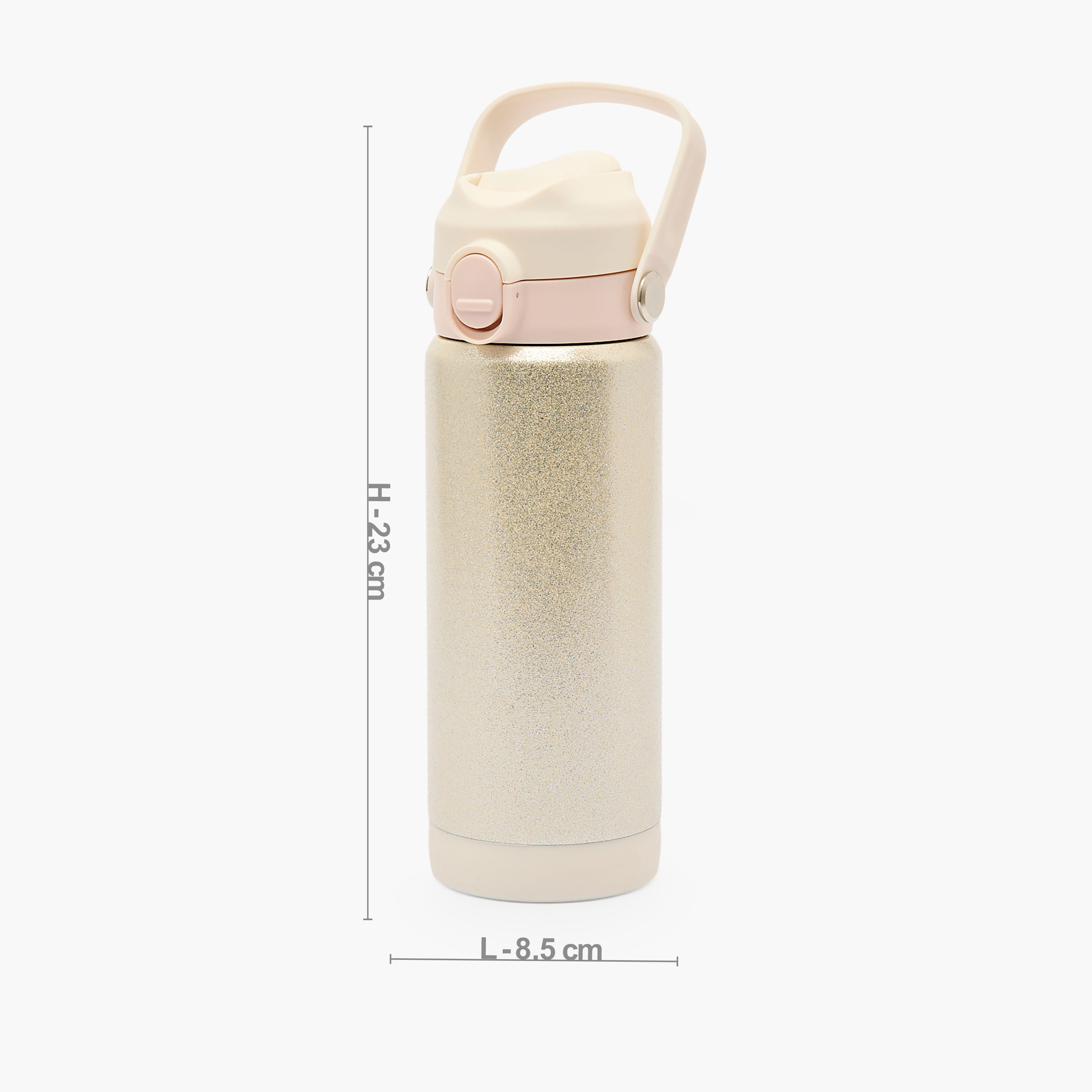 Juniors Glitter Embellished Stainless Steel Water Bottle with Spout and Straw-school-waterbottles-image-4