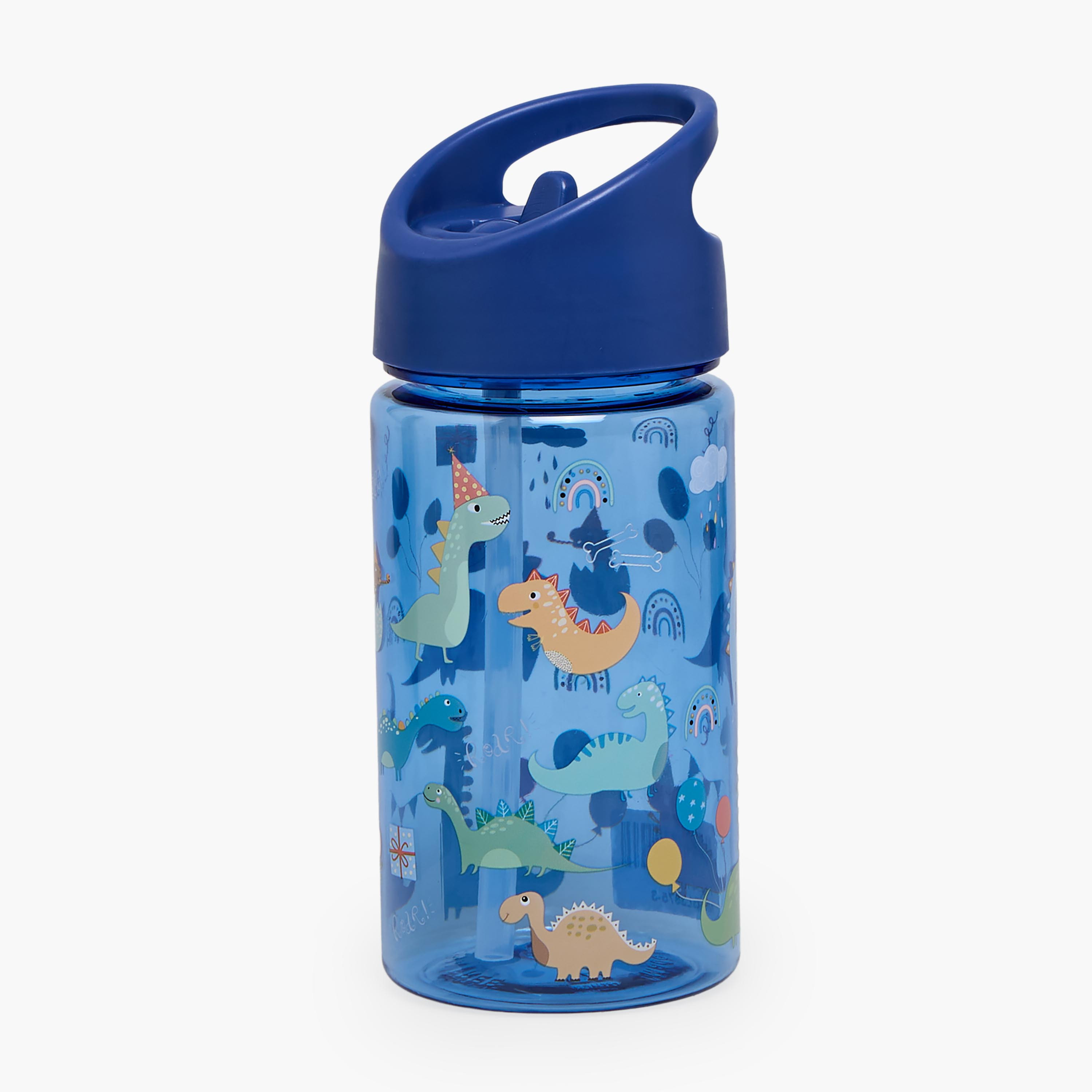 Juniors Dinosaur Print Water Bottle with Flip Spout and Handle-school-waterbottles-image-1