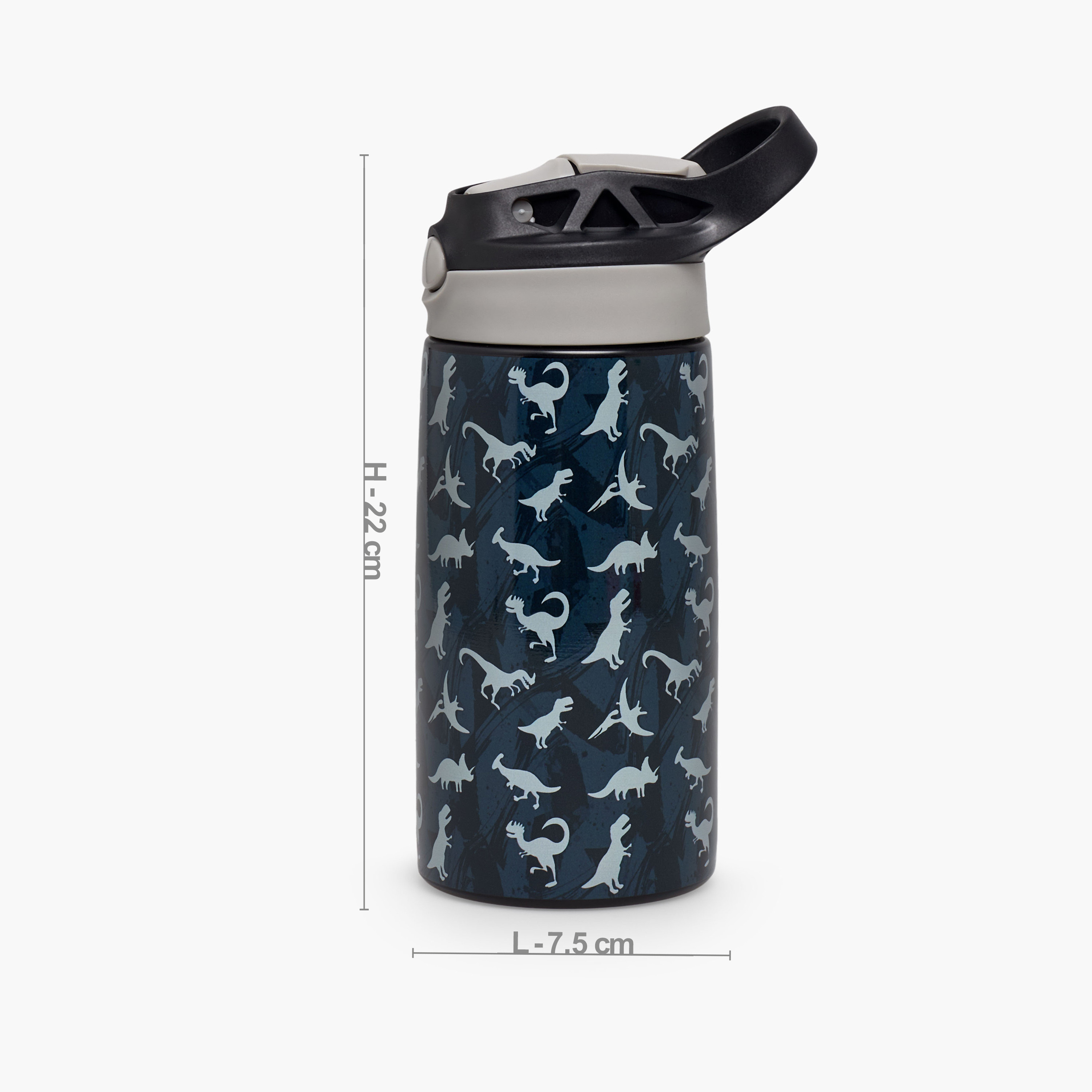 Juniors Dinosaur Print Stainless Steel Water Bottle with Flip Spout and Handle-school-waterbottles-image-3