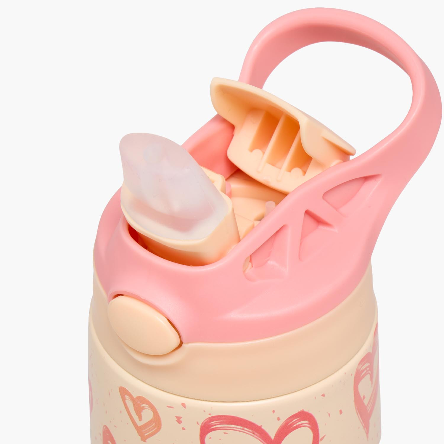 Juniors Heart Print Stainless Steel Water Bottle with Flip Spout and Handle-school-waterbottles-image-6