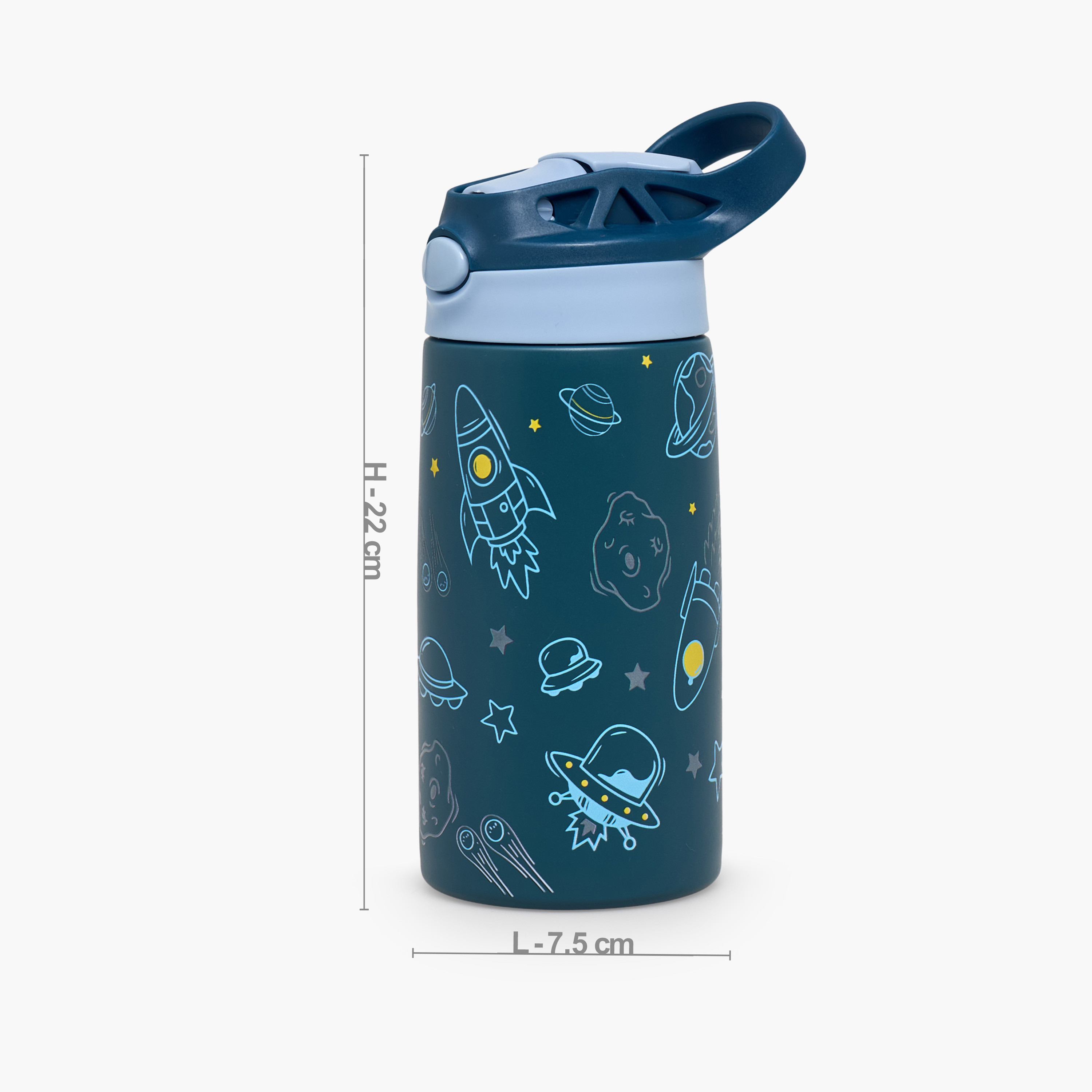 قارورة مياه ستانليس ستيل بمقبض وفوهة قلابة وطبعات فضاء من جونيورز-school-waterbottles-image-3