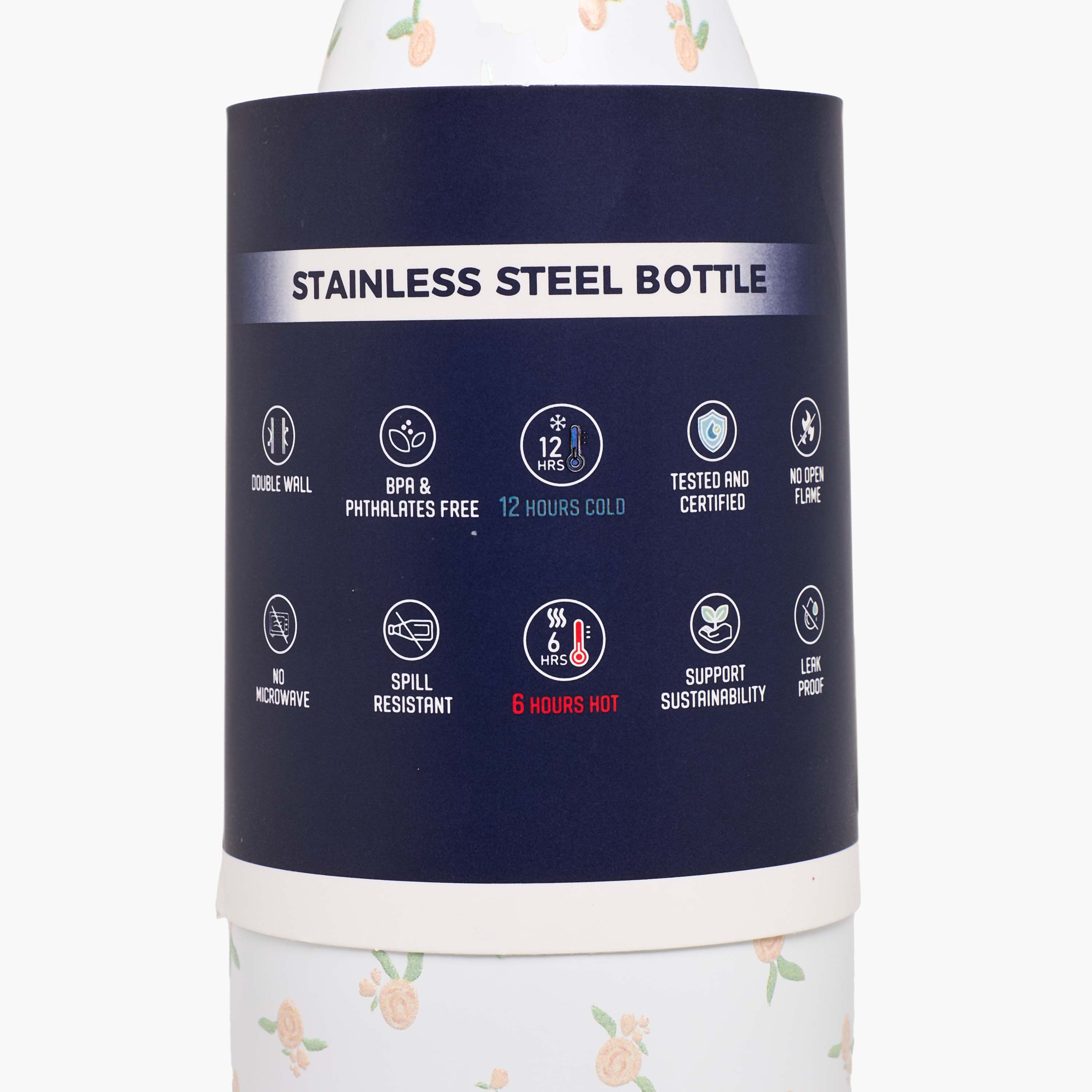 قارورة مياه ستانليس ستيل بجدار مزدوج وتصميم مانع للتسرب وطبعات زهرية من جونيورز-school-waterbottles-image-9