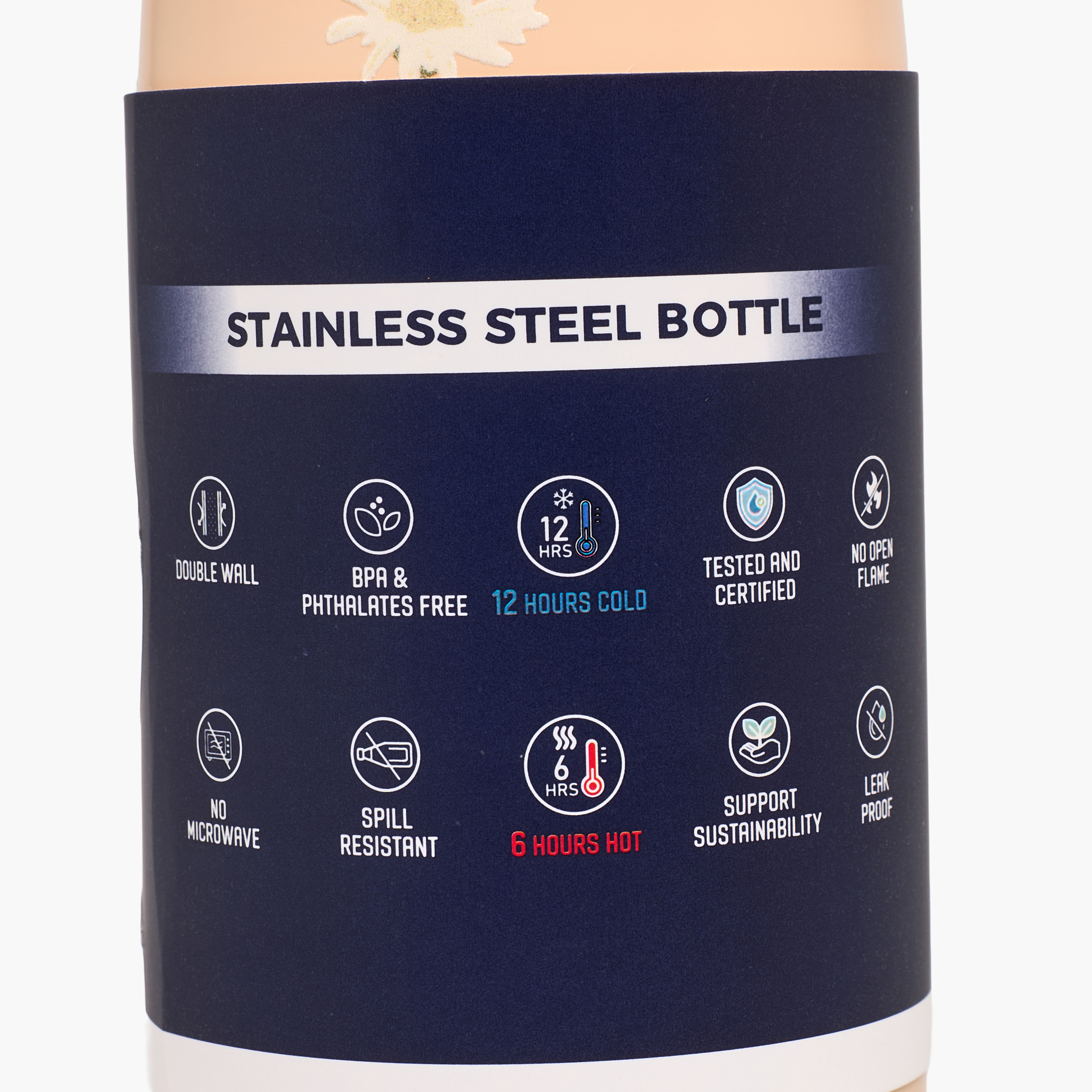 Juniors Floral Print Stainless Steel Water Bottle with Double Wall and Leakproof Design-school-waterbottles-image-9