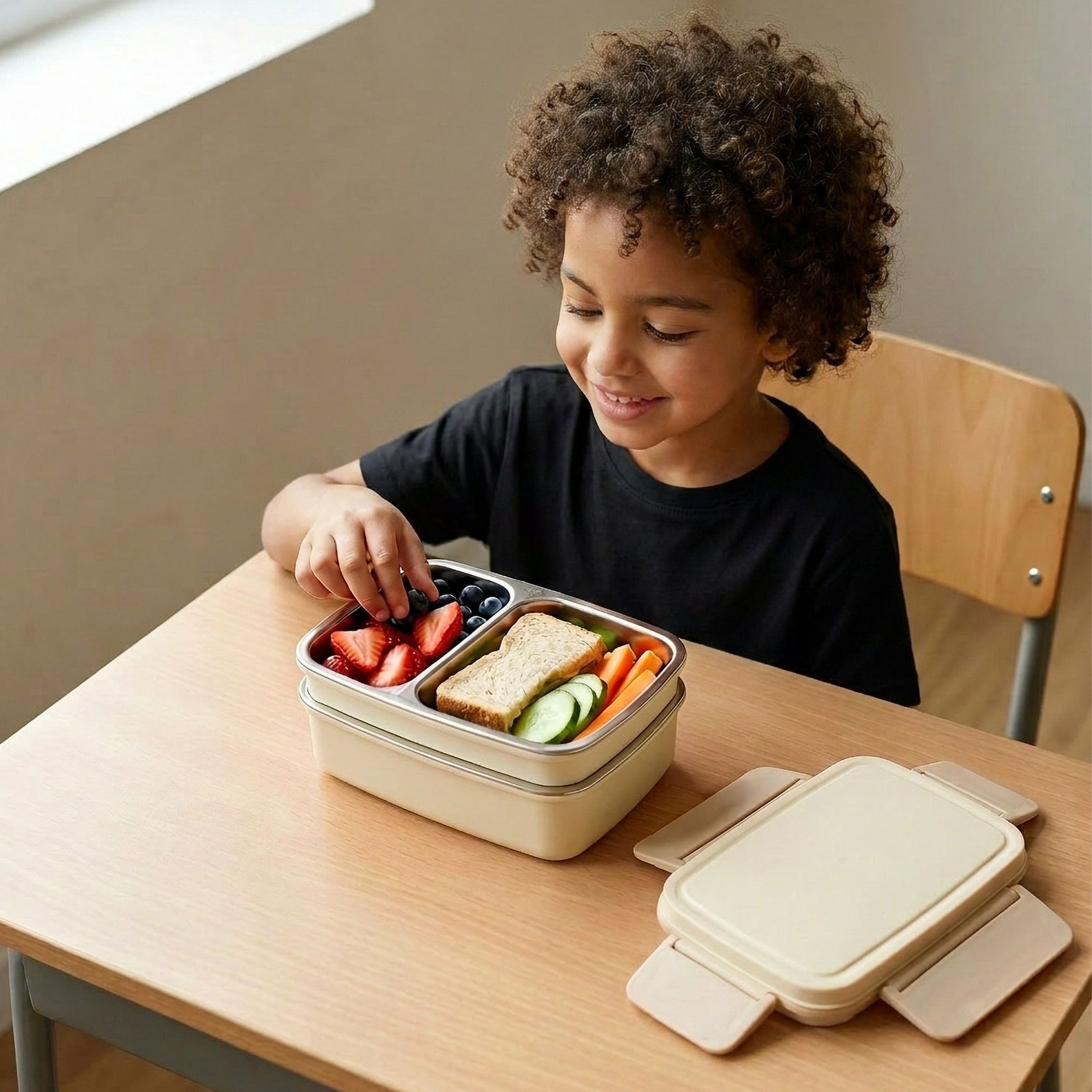 صندوق غداء سادة بغطاء بمشبك إغلاق للأطفال من جونيورز - 950 مل-school-lunchessentials-lunchboxes-image-3