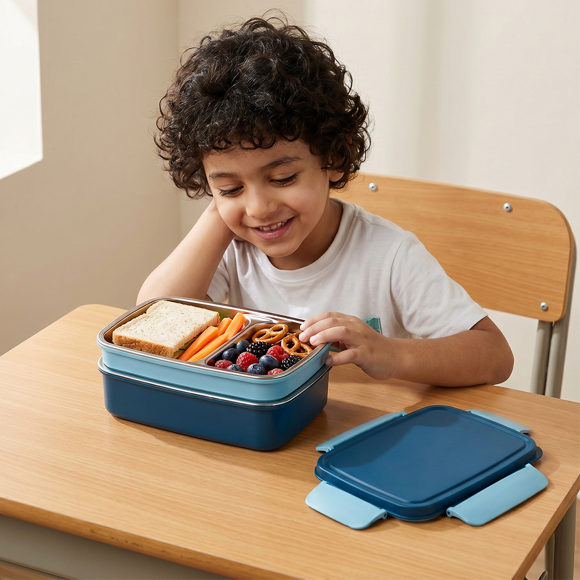 صندوق غداء سادة بغطاء بمشبك إغلاق للأطفال من جونيورز - 950 مل-school-lunchessentials-lunchboxes-image-3