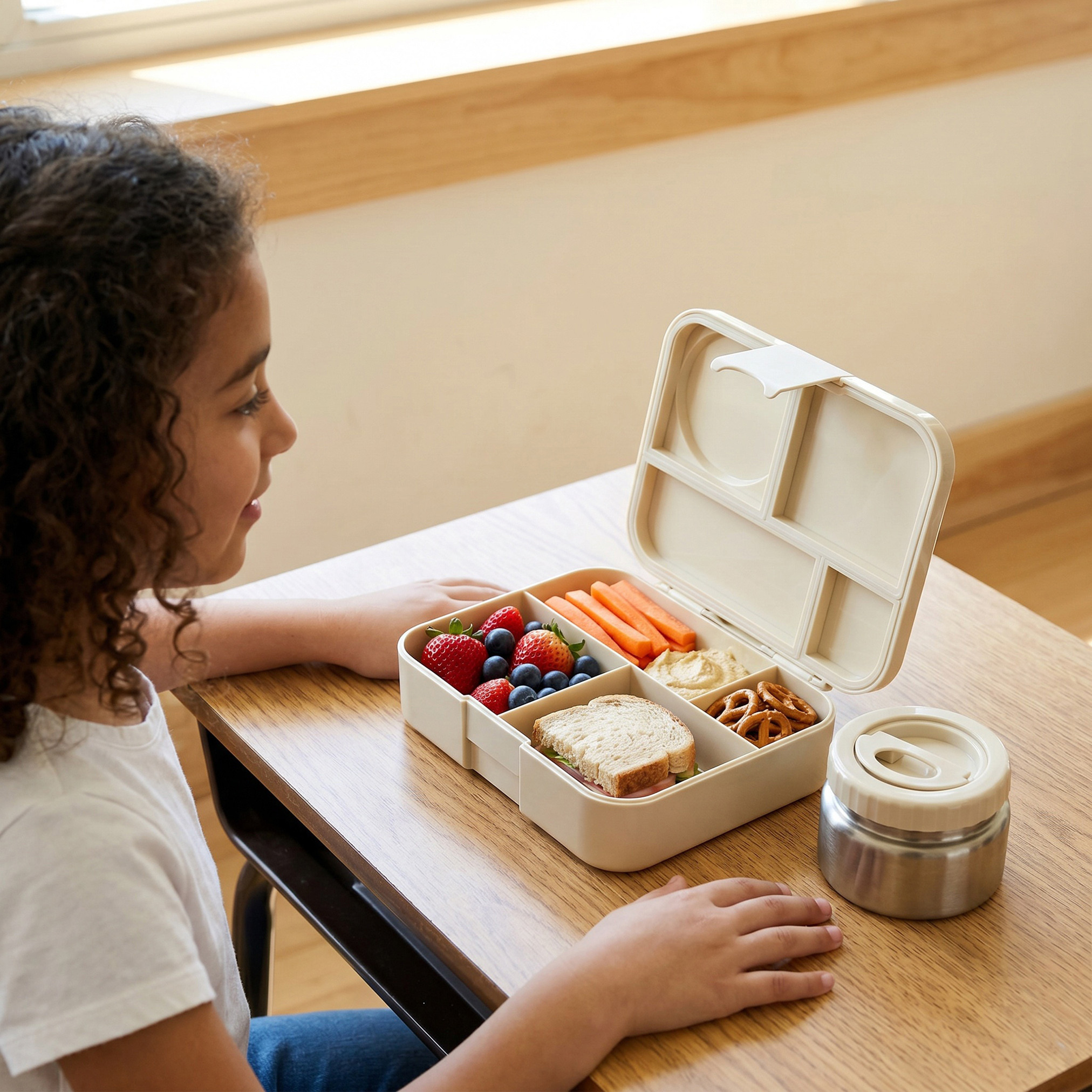 صندوق غداء بينتو سادة للأطفال 8-12 سنوات بـ4 أقسام من جونيورز - 1.1 لتر-school-lunchessentials-lunchboxes-image-3