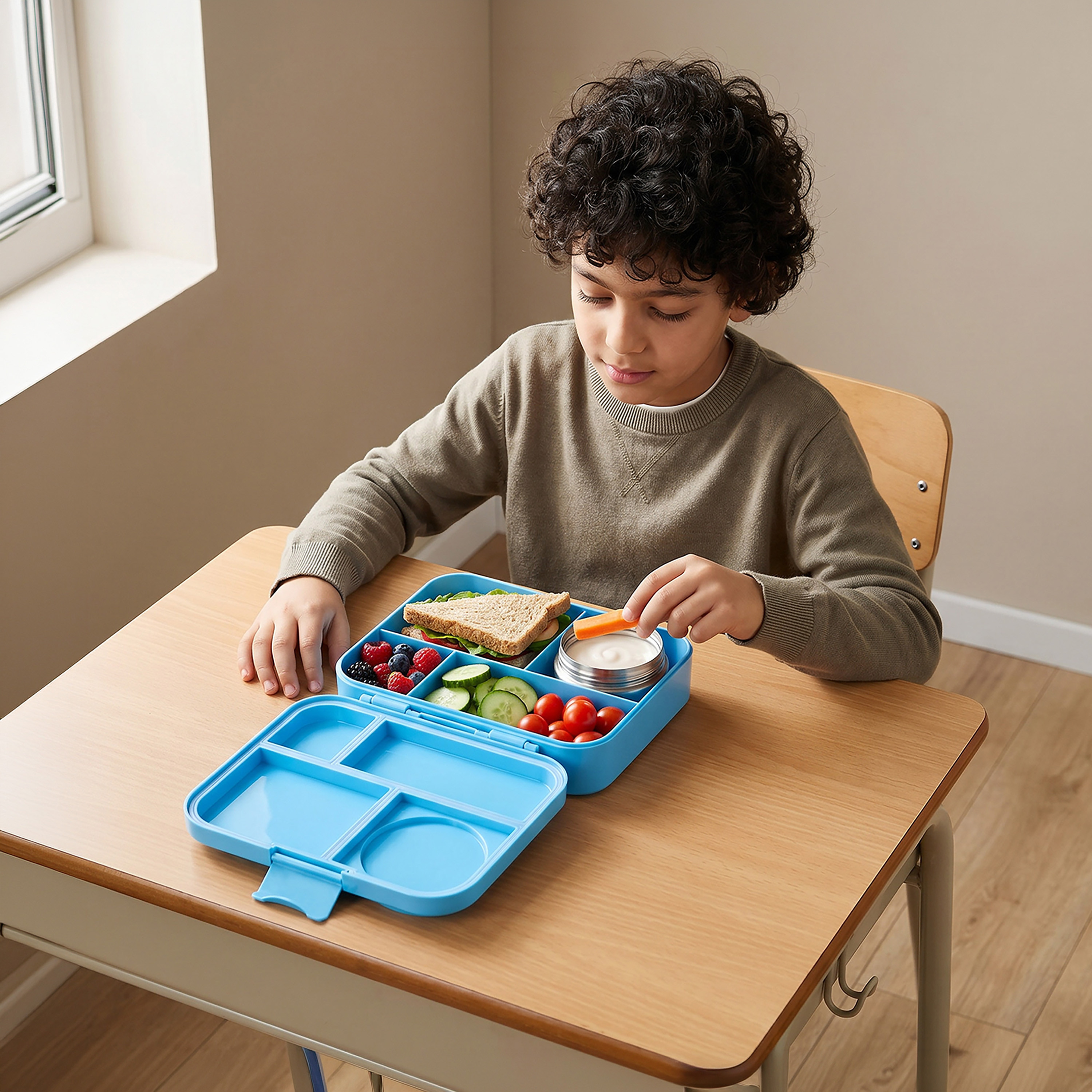 Juniors Solid Bento Lunch Box for Kids 8-12 Years with 4 Compartments - 1.1 L-school-lunchessentials-lunchboxes-image-3