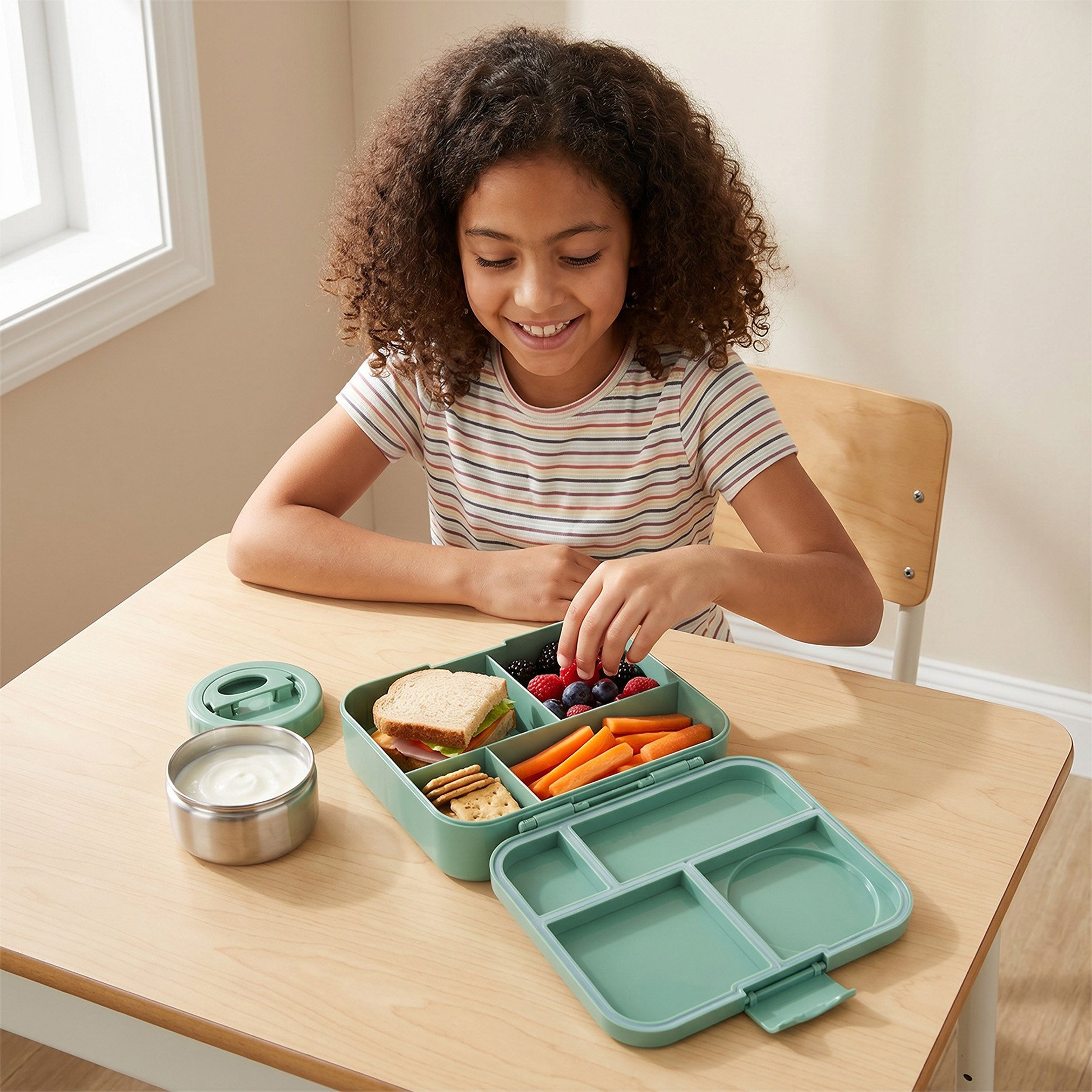 Juniors Solid Bento Lunch Box for Kids 8-12 Years with 4 Compartments - 1.1 L-school-lunchessentials-lunchboxes-image-3