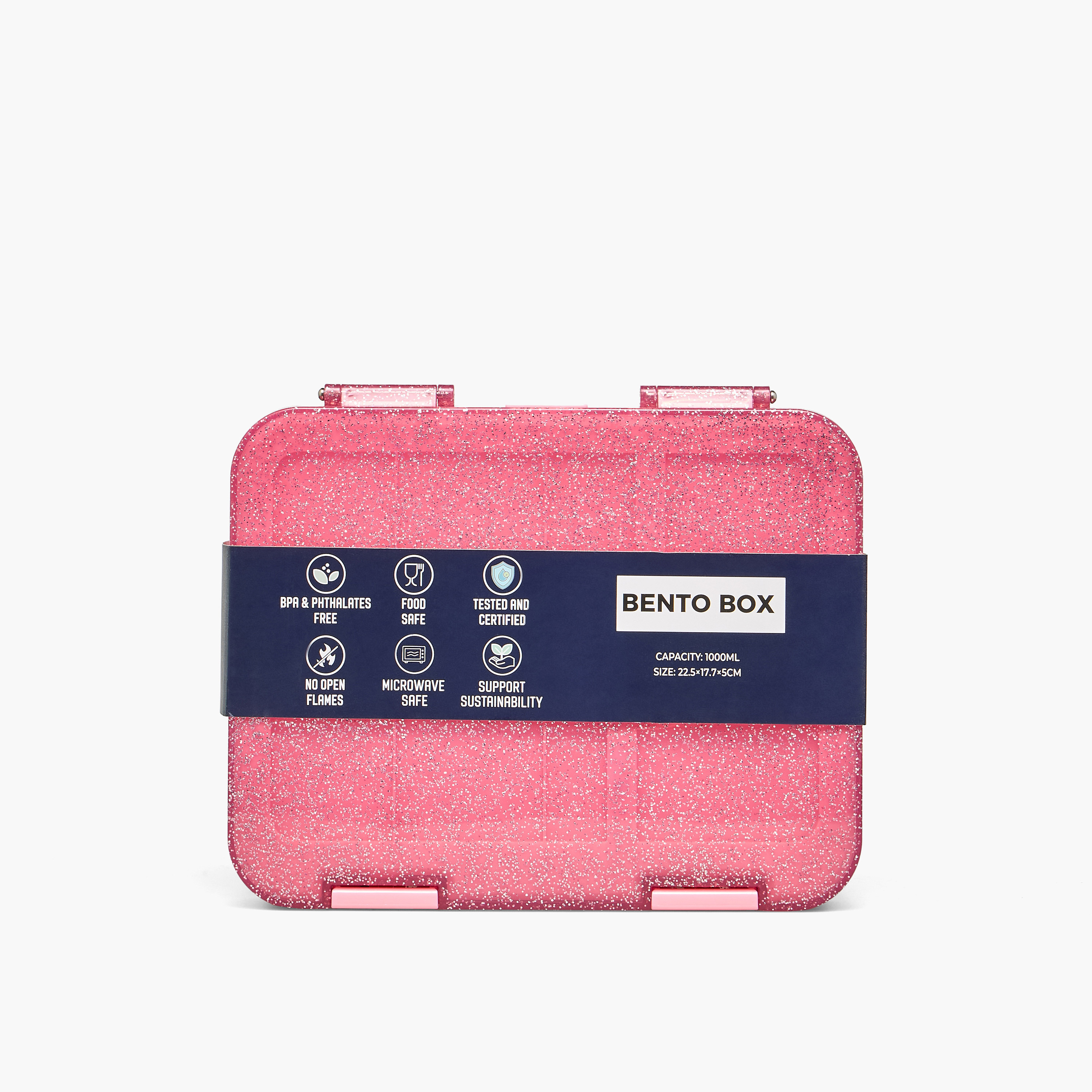 صندوق غداء بينتو بغطاء بمشبك إغلاق وطبعات جليتر للبنات من جونيورز - 1 لتر-school-lunchessentials-lunchboxes-image-11