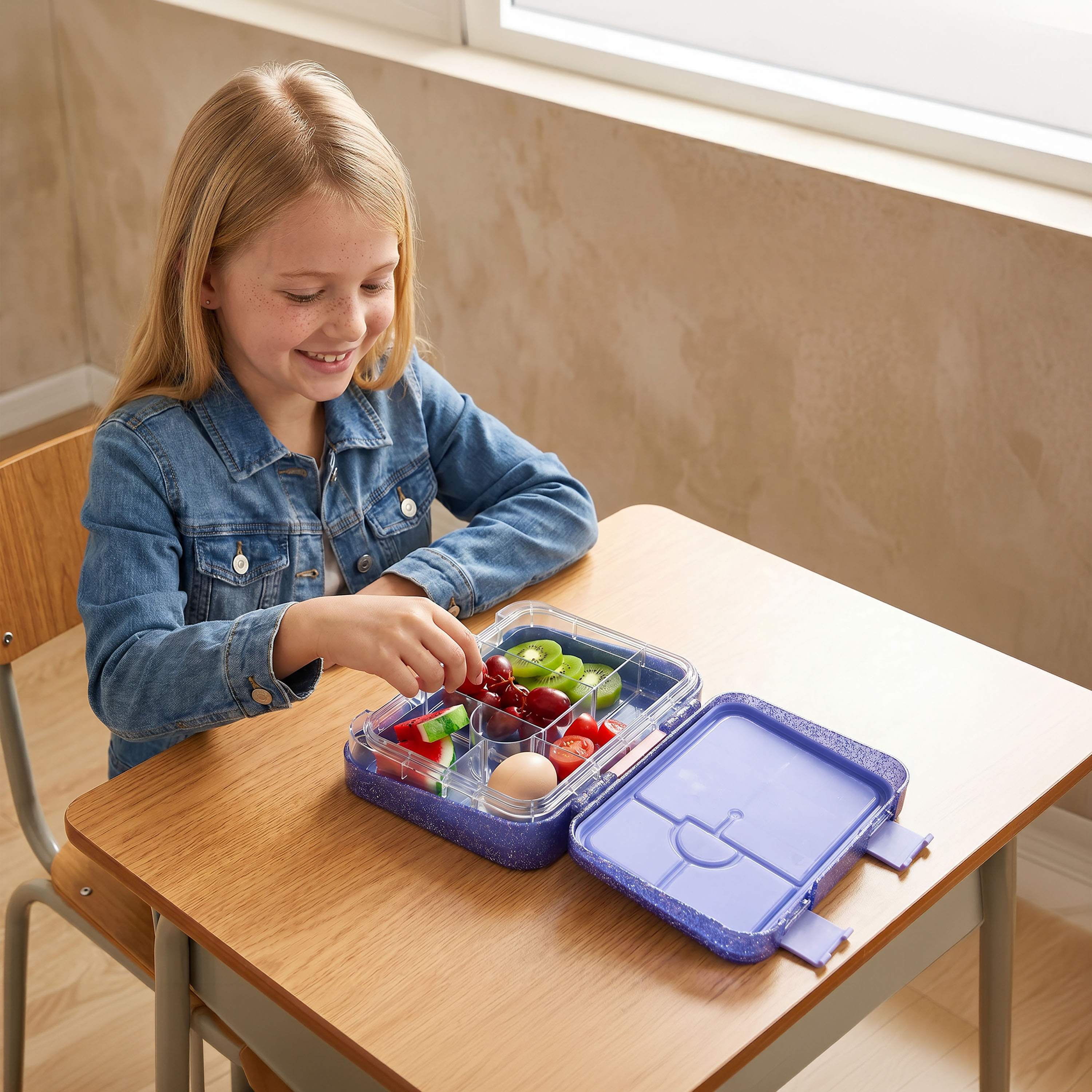 Juniors Glitter Bento Lunch Box for Girls with Clip Lock Lid - 1 L-school-lunchessentials-lunchboxes-image-3