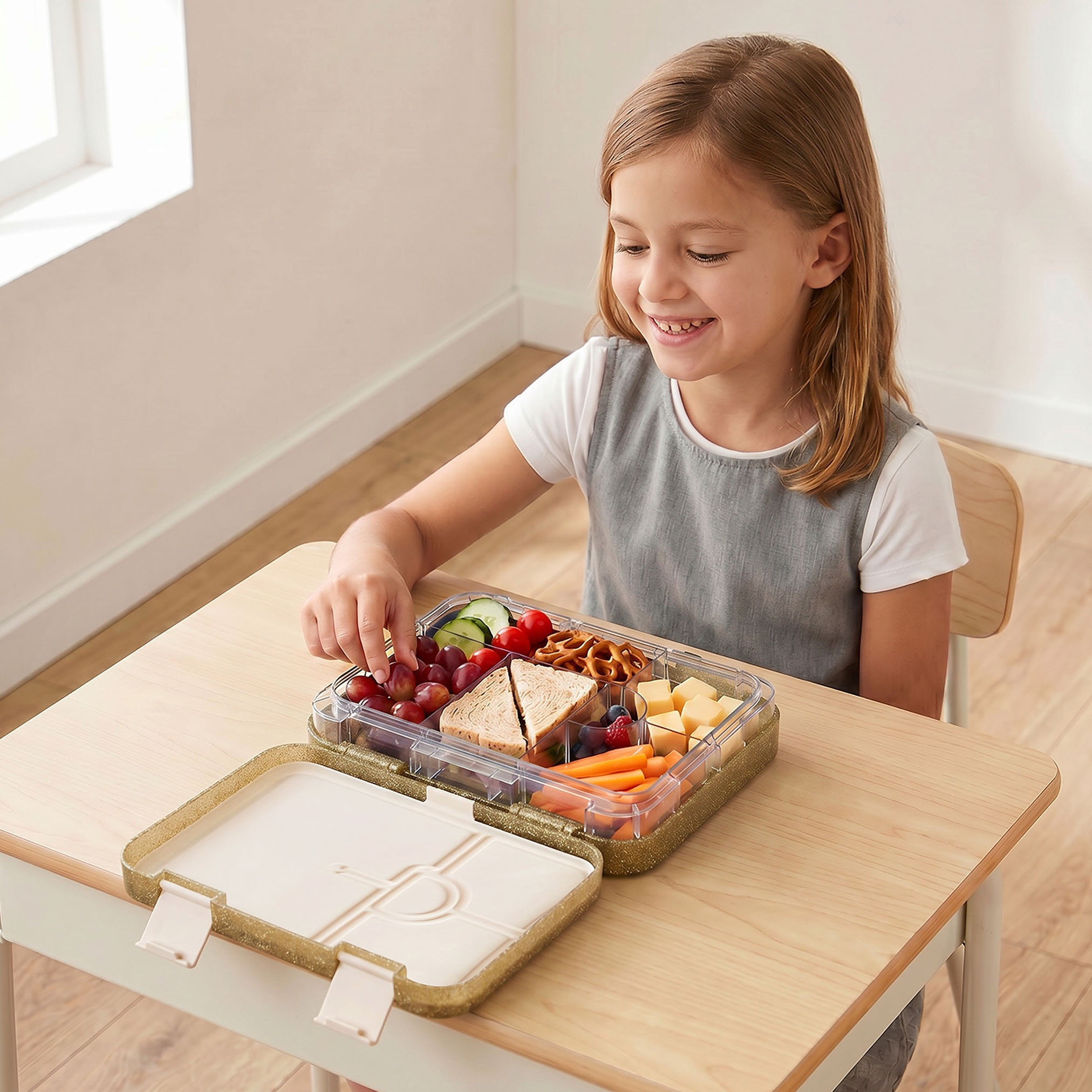 صندوق غداء بينتو مقسم للبنات بتصميم جليتر من جونيورز-school-lunchessentials-lunchboxes-image-3
