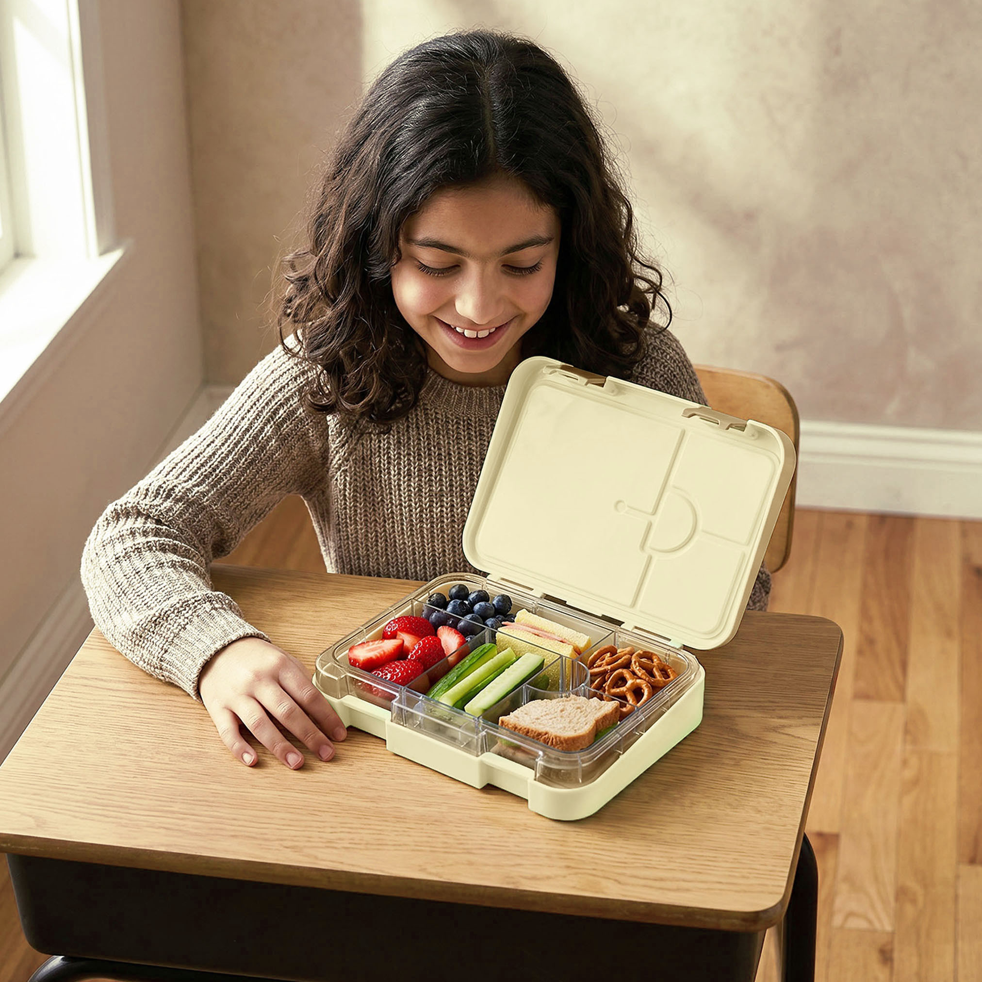 صندوق ساندويتشات بـ 6 أقسام وبطبعات للبنات من جونيورز-school-lunchessentials-lunchboxes-image-3