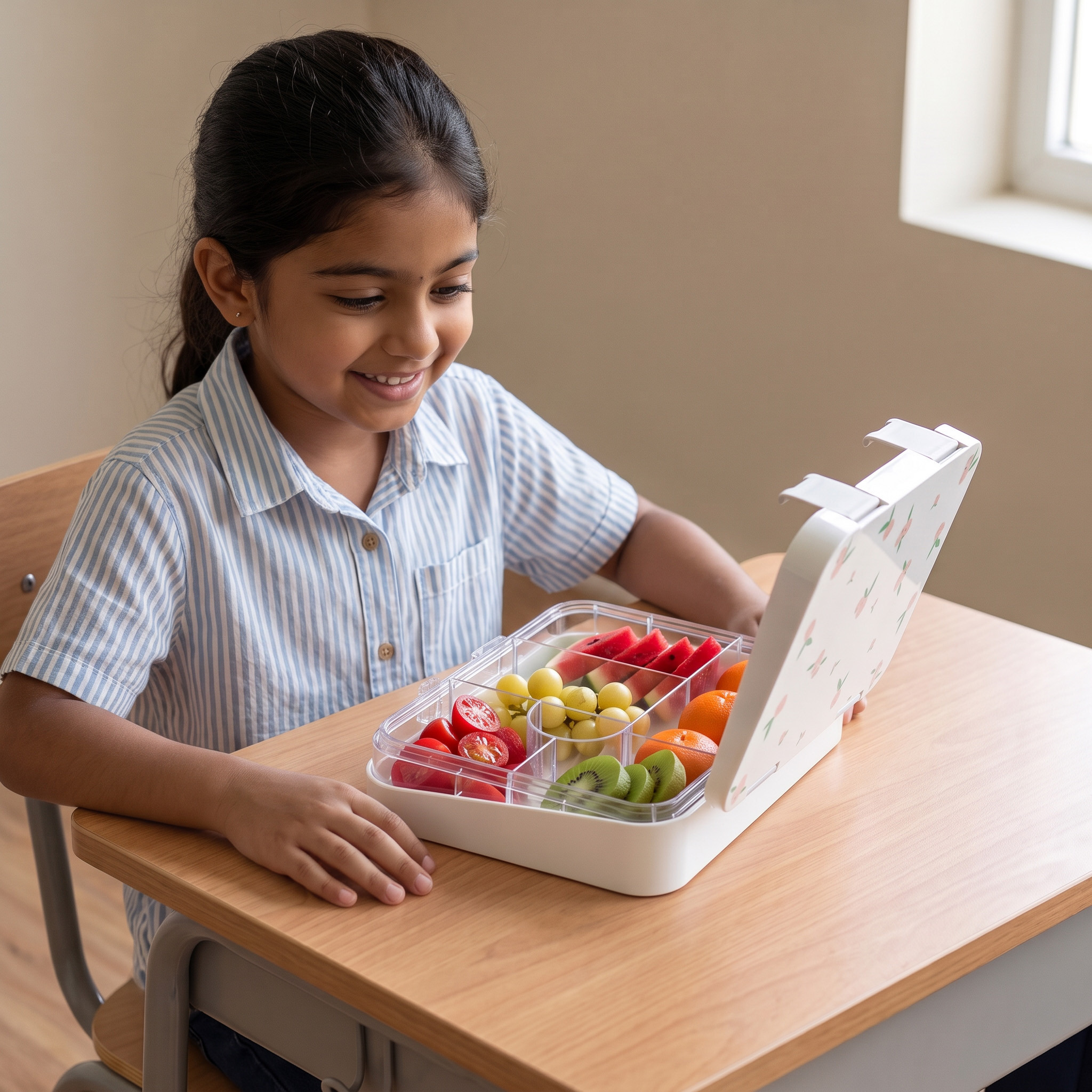 صندوق ساندويتشات 6 أقسام بطبعات زهور للبنات من 8-13 سنة من جونيورز-school-lunchessentials-lunchboxes-image-2