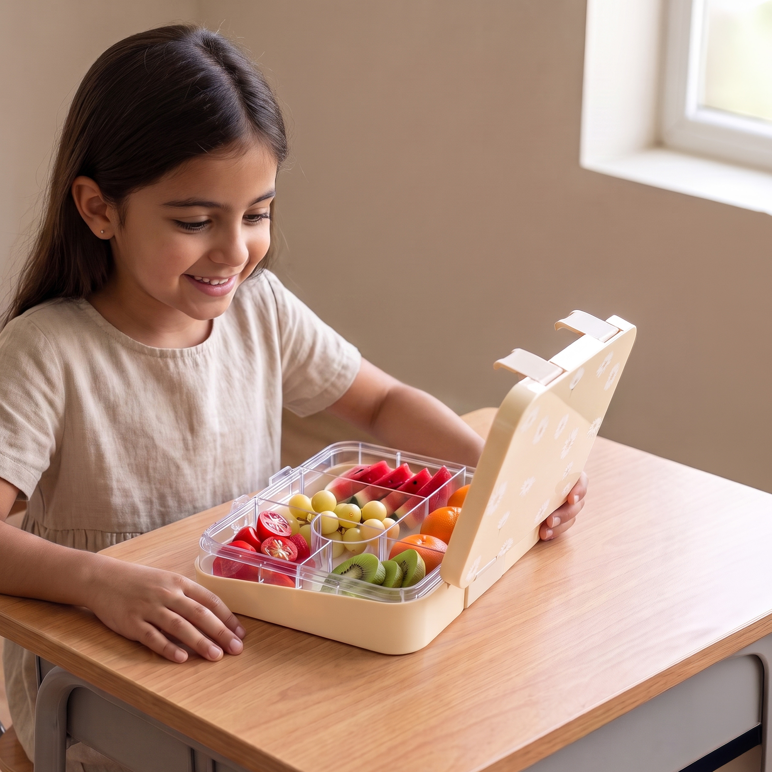 صندوق ساندويتشات 6 أقسام بطبعات زهور للبنات من جونيورز - 8-13 سنة-school-lunchessentials-lunchboxes-image-3