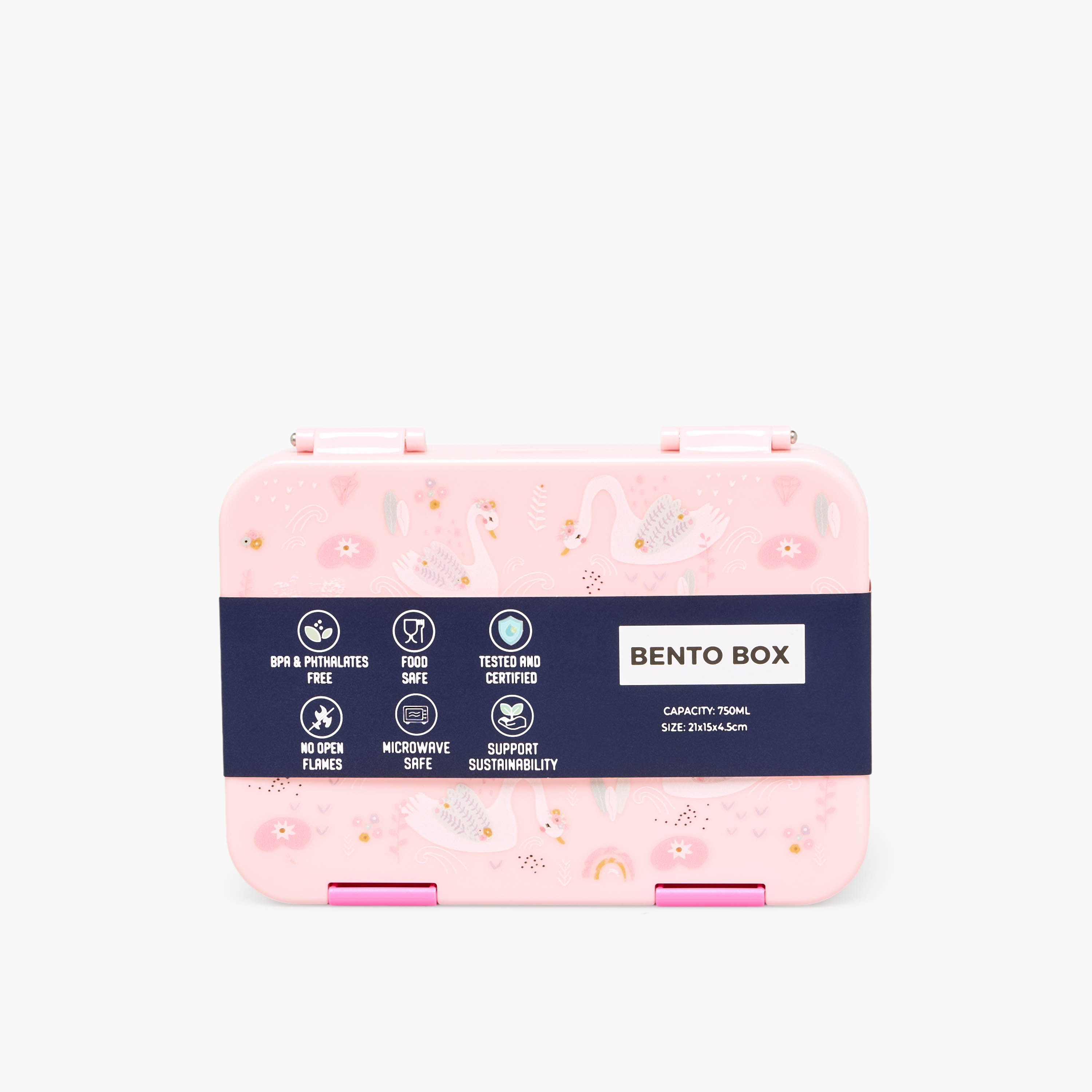 صندوق غداء بينتو بطبعات بجعة وغطاء بمشبك إغلاق من جونيورز - 750 مل-school-lunchessentials-lunchboxes-image-11