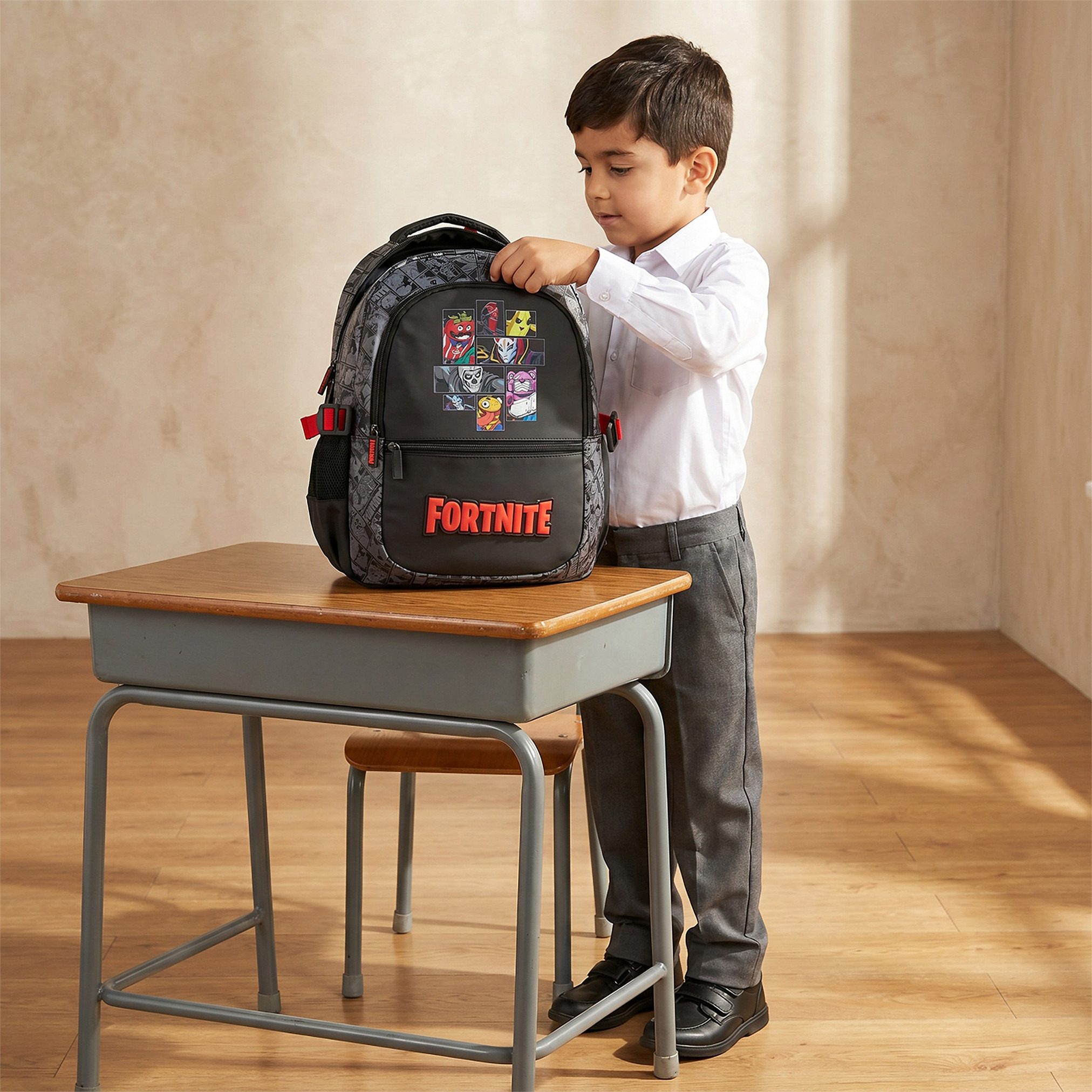 شنطة ظهر بأحزمة مبطنة وطبعات للأولاد بعمر 5-8 سنوات من فورتنايت-school-bagsandbackpacks-backpacks-image-3