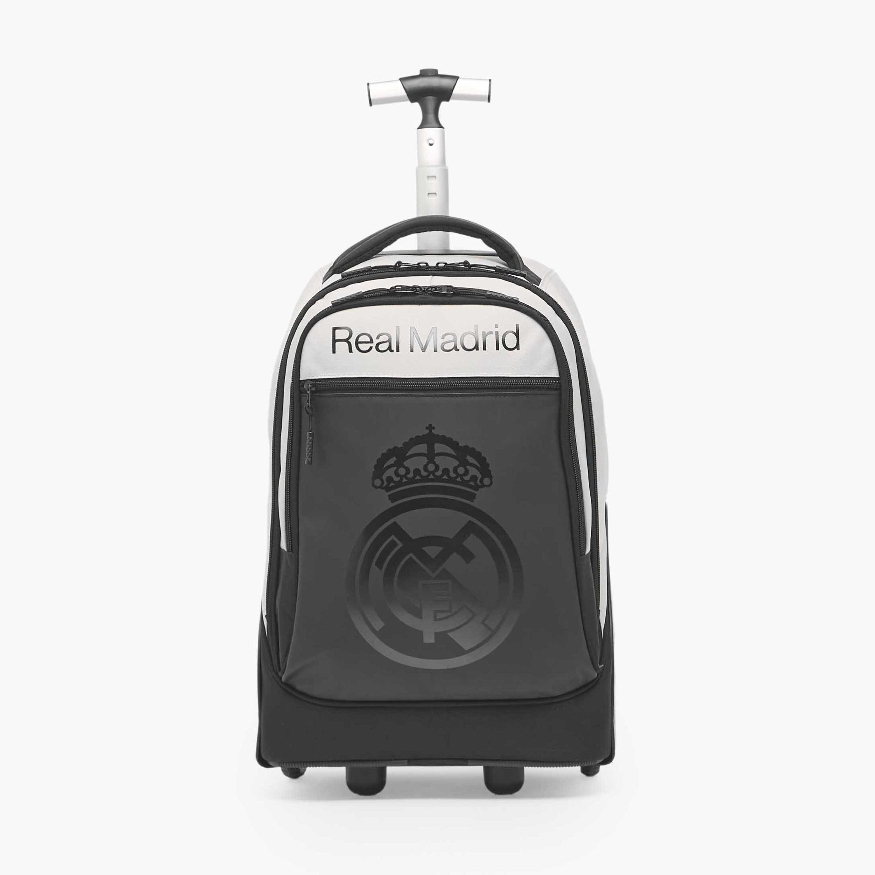 Real Madrid Logo Print Trolley Bag for Boys 8-12 Years Retractable Handle - 18 inches-school-bagsandbackpacks-trolleybags-image-2