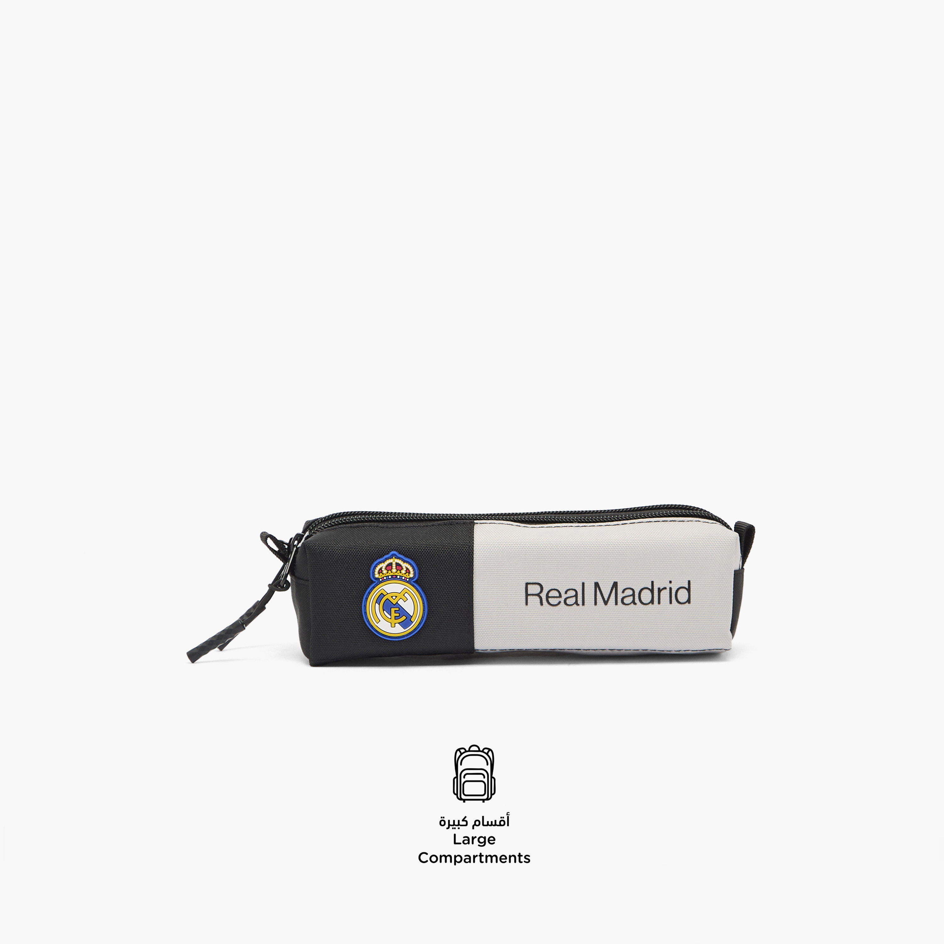 مقلمة بقسمين وزخارف شعار ريال مدريد-school-stationery-pencilcases-image-2