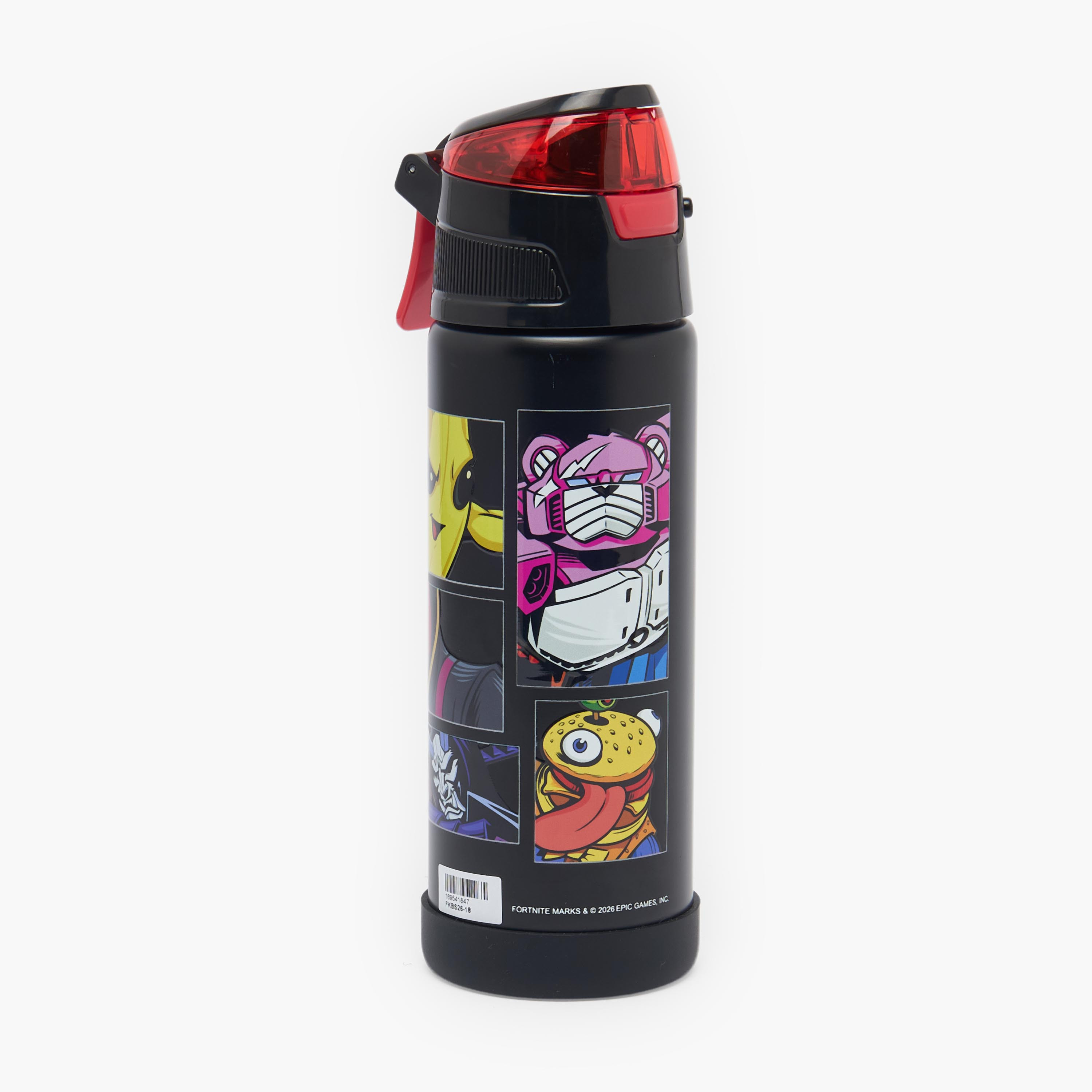 قارورة مياه ستانلس ستيل بطبعات وفوهة وغطاء قلاب من فورتنايت-school-waterbottles-image-1
