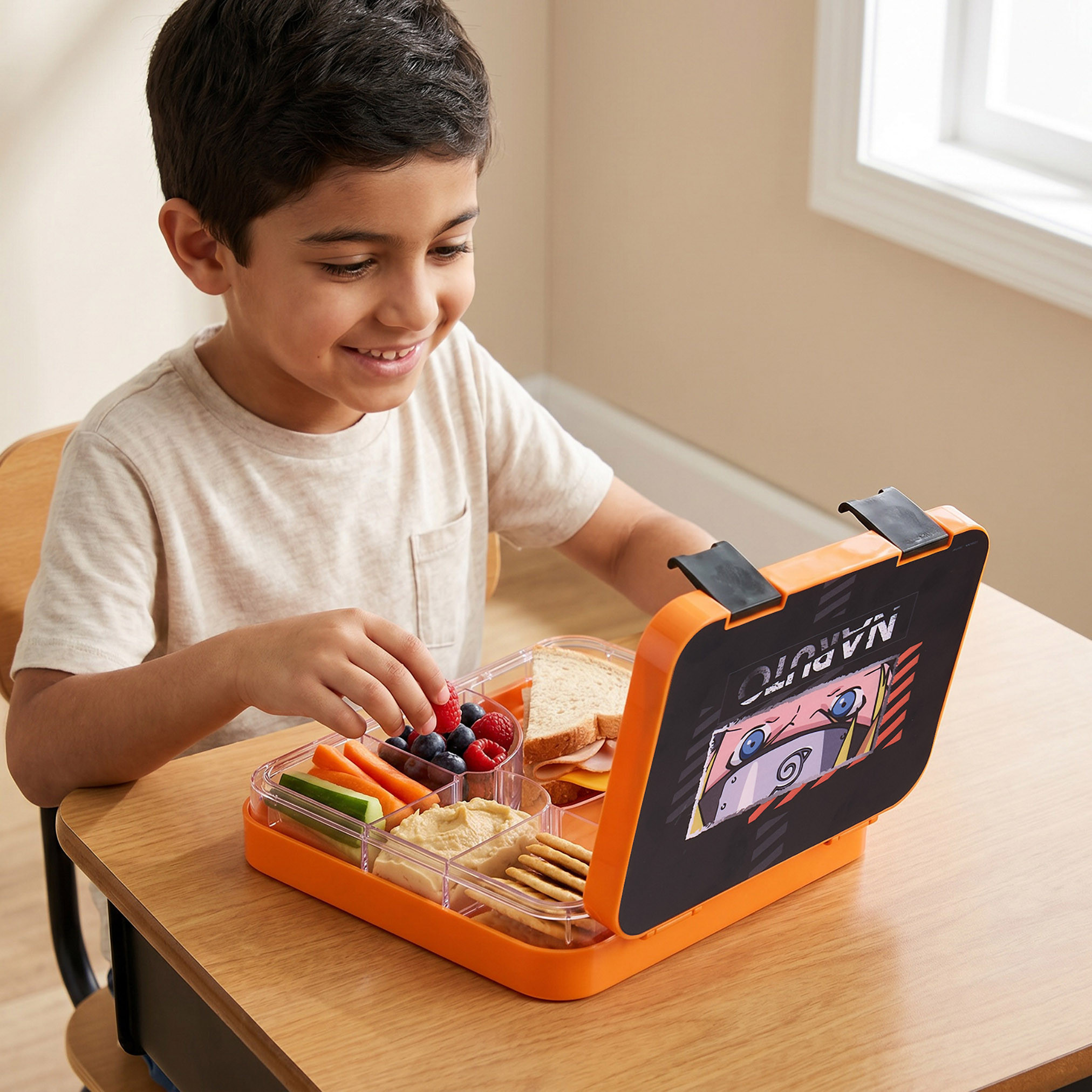 TV Tokyo Naruto Print Bento Lunch Box for Boys with Cutlery-school-lunchessentials-lunchboxes-image-3