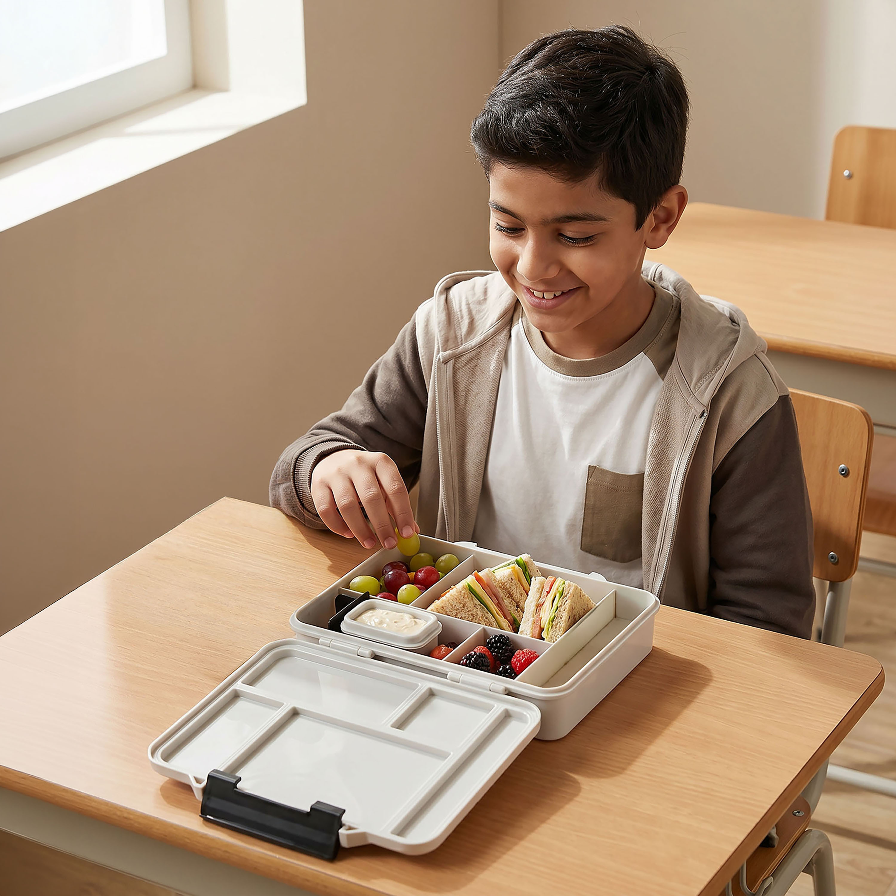 Jujutsu Kaisen Printed Bento Lunch Box for Boys with Cutlery-school-lunchessentials-lunchboxes-image-3
