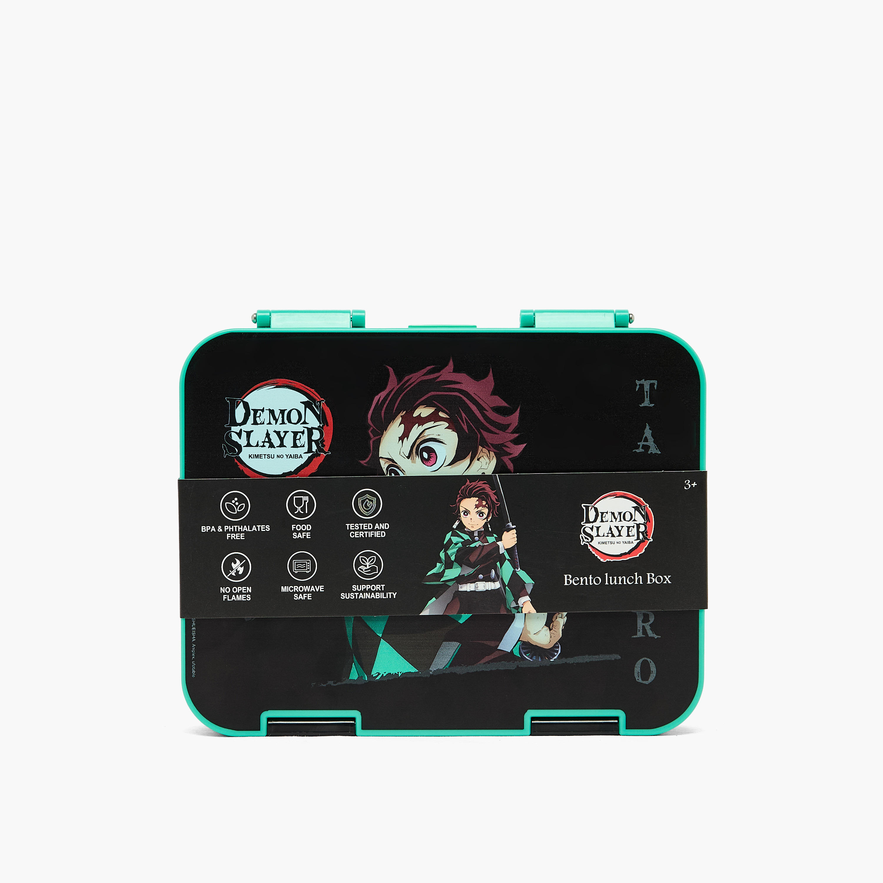 Demon Slayer Graphic Print Bento Lunch Box for Boys with Clip Lock Lid-school-lunchessentials-lunchboxes-image-11