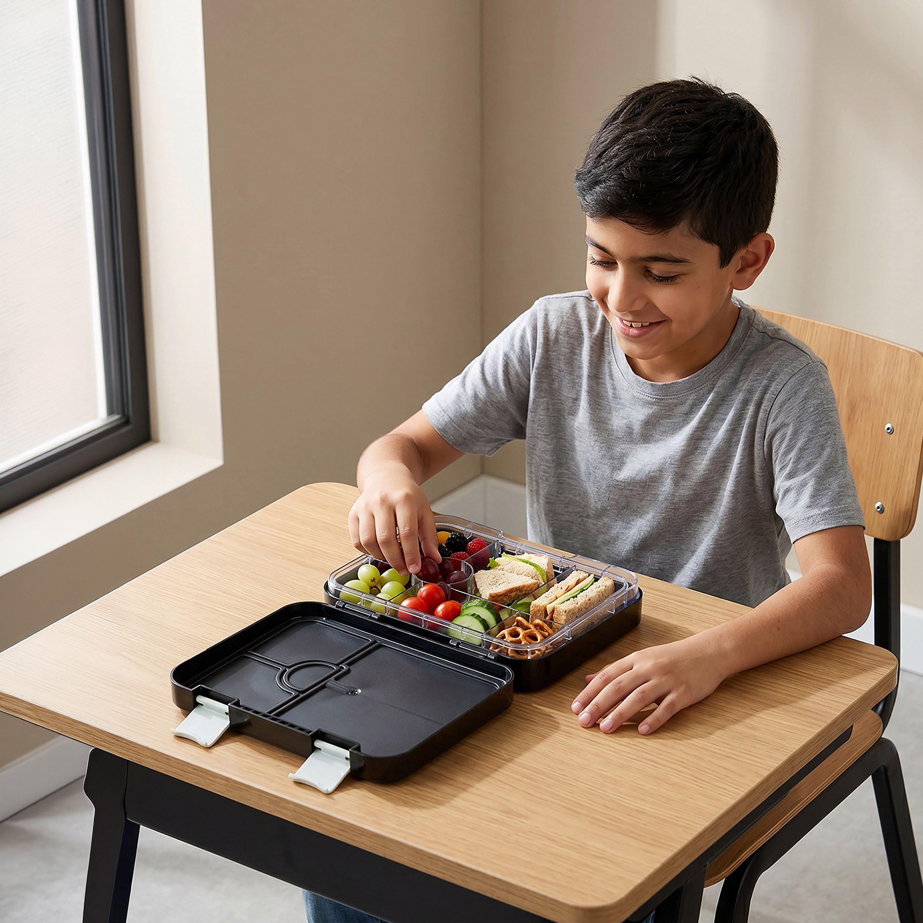 صندوق غداء بينتو بطبعات شعار ريال مدريد وغطاء بمشبك إغلاق للأولاد-school-lunchessentials-lunchboxes-image-3