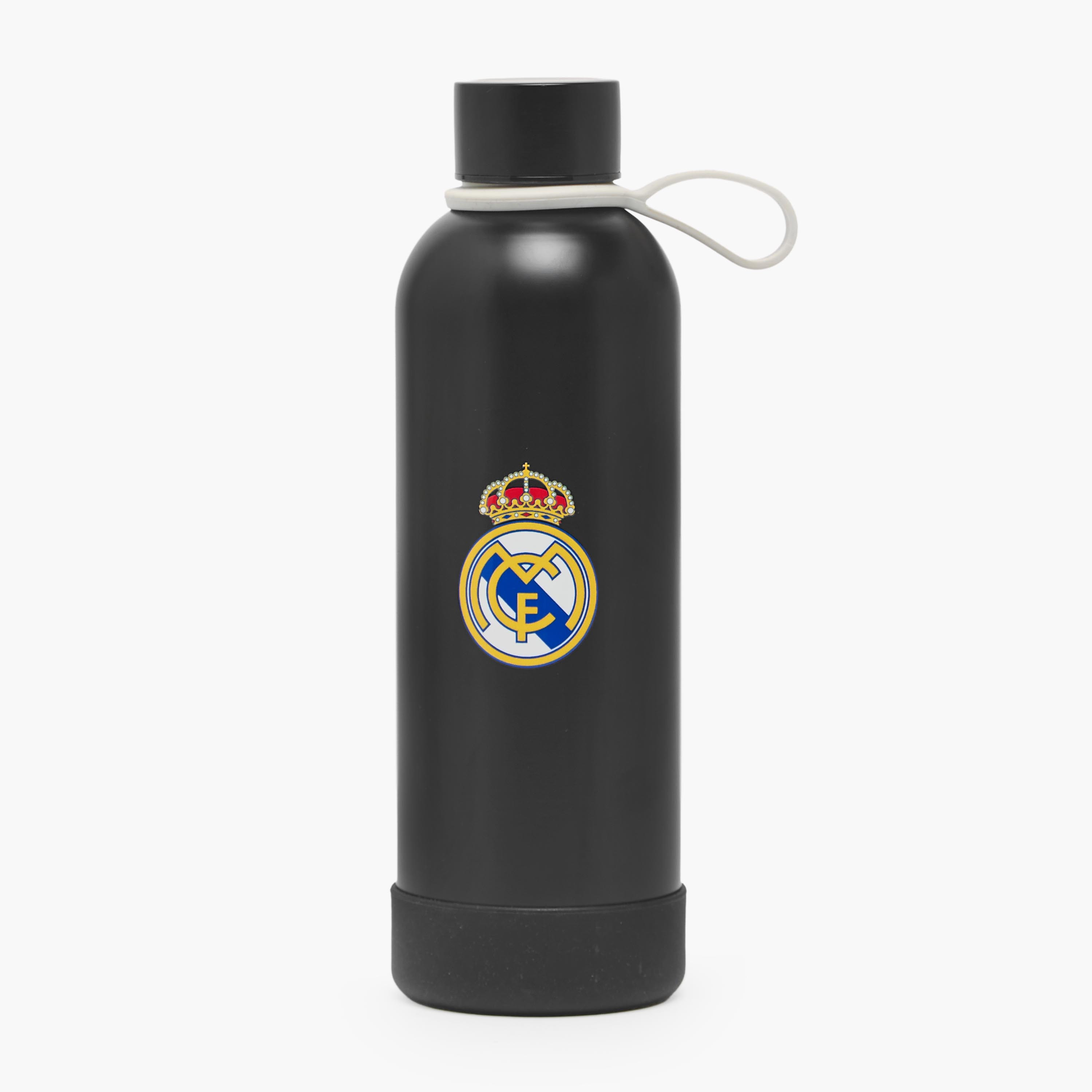 قارورة مياه ستانلس ستيل بطبعات شعار ريال مدريد مع فوهة عريضة وحلقة حمل-school-waterbottles-image-1