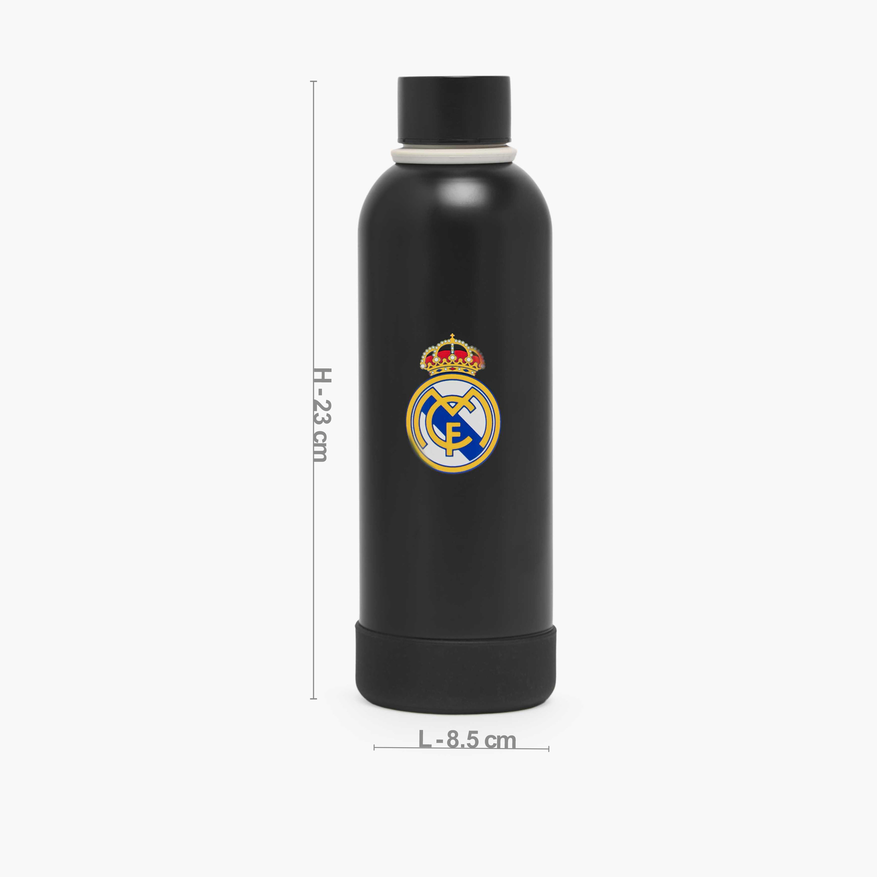 قارورة مياه ستانلس ستيل بطبعات شعار ريال مدريد مع فوهة عريضة وحلقة حمل-school-waterbottles-image-3
